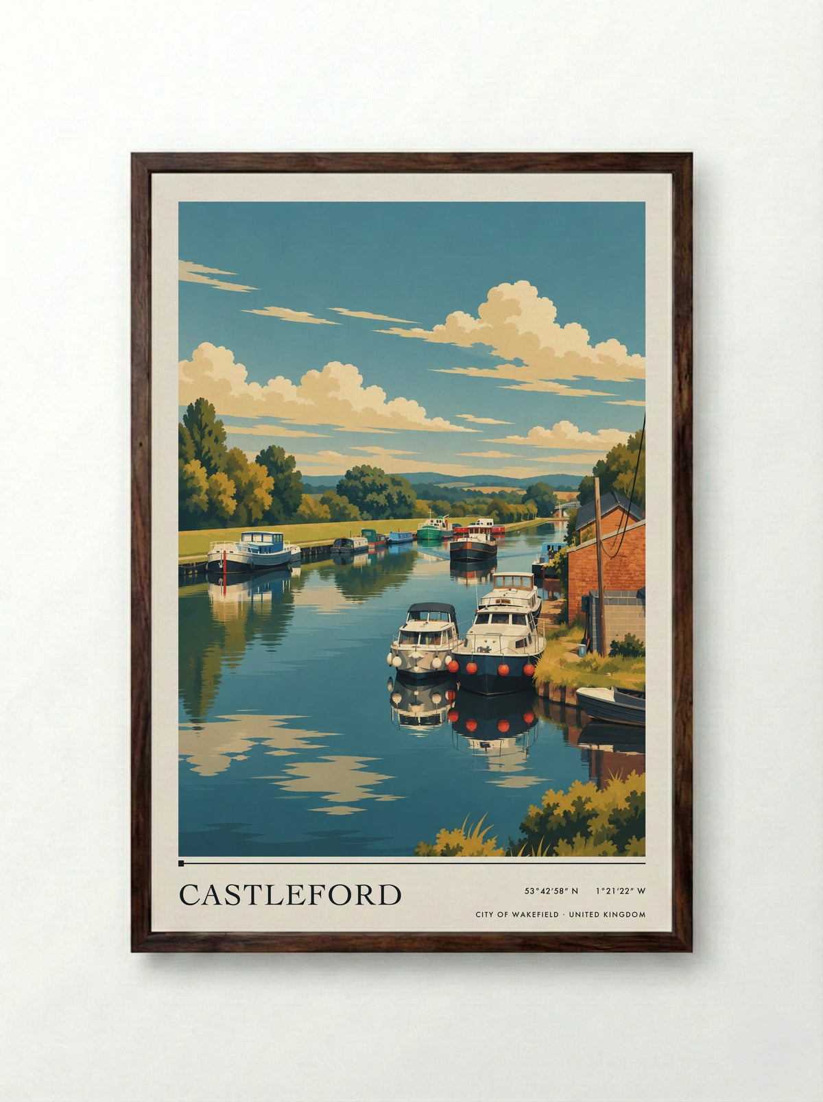 Castleford, City of Wakefield | Travel Poster - Framed Print Dark Wood