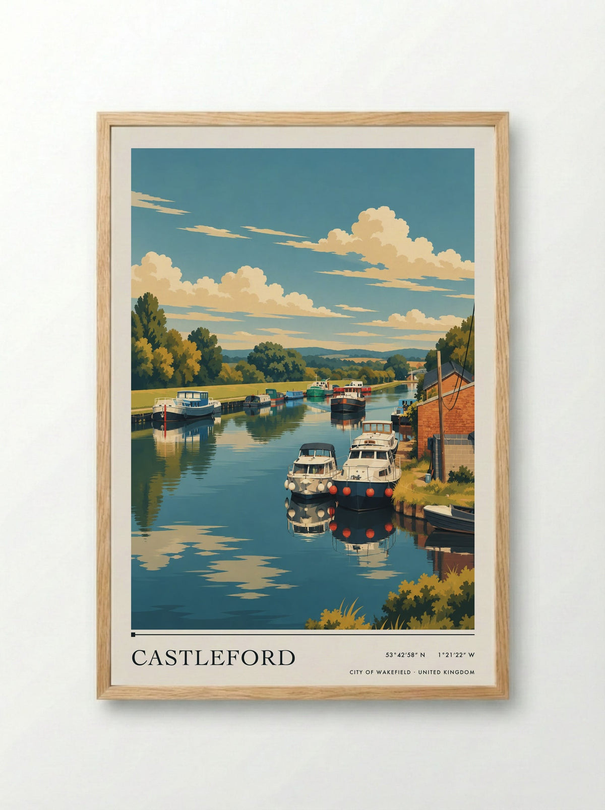 Castleford, City of Wakefield | Travel Poster - Framed Print Wood