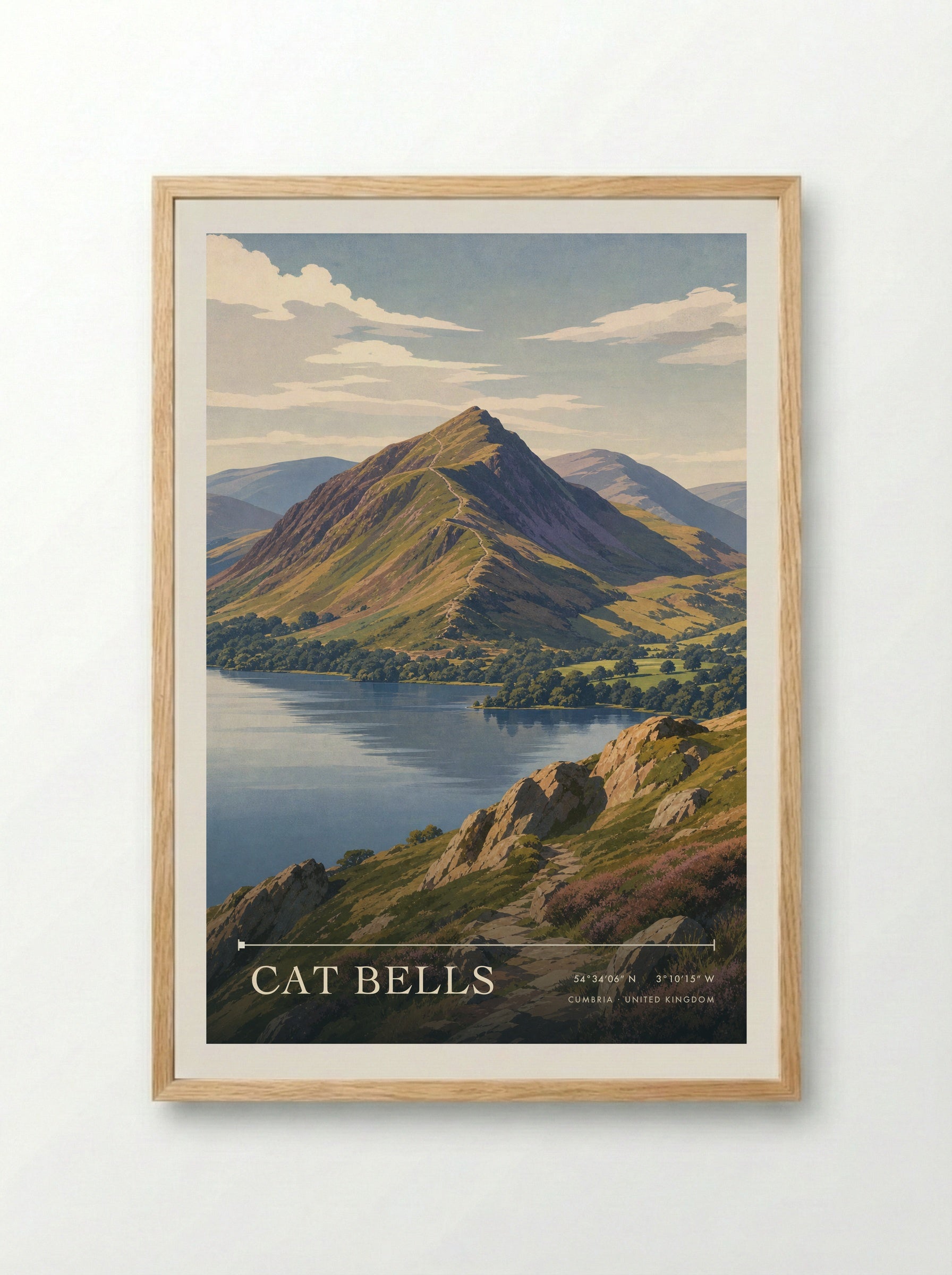 Cat Bells Cumbria United Kingdom Travel Poster - Framed Print Wood
