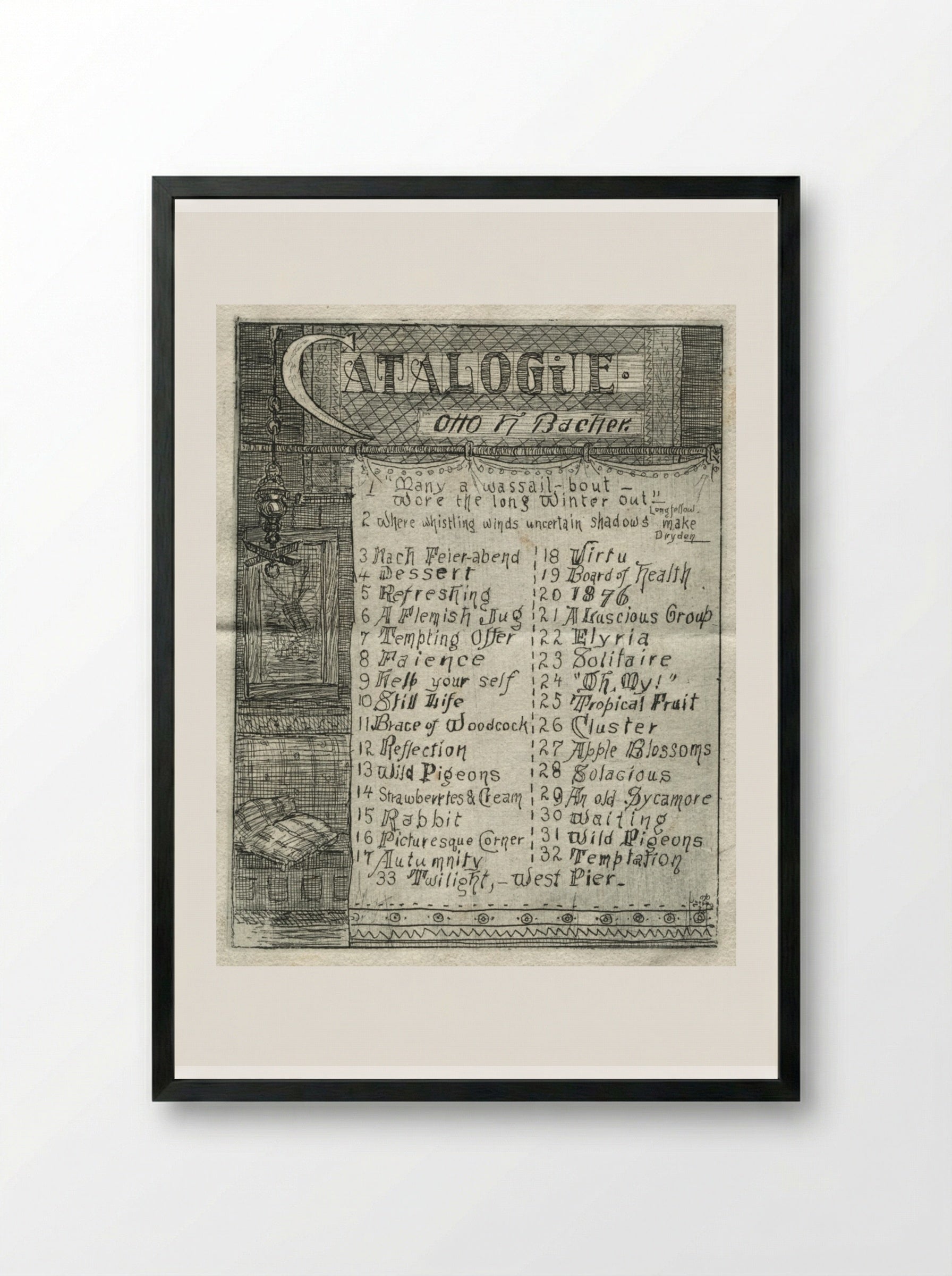 Catalogue (Etching) - Otto H. Bacher - Framed Print Black