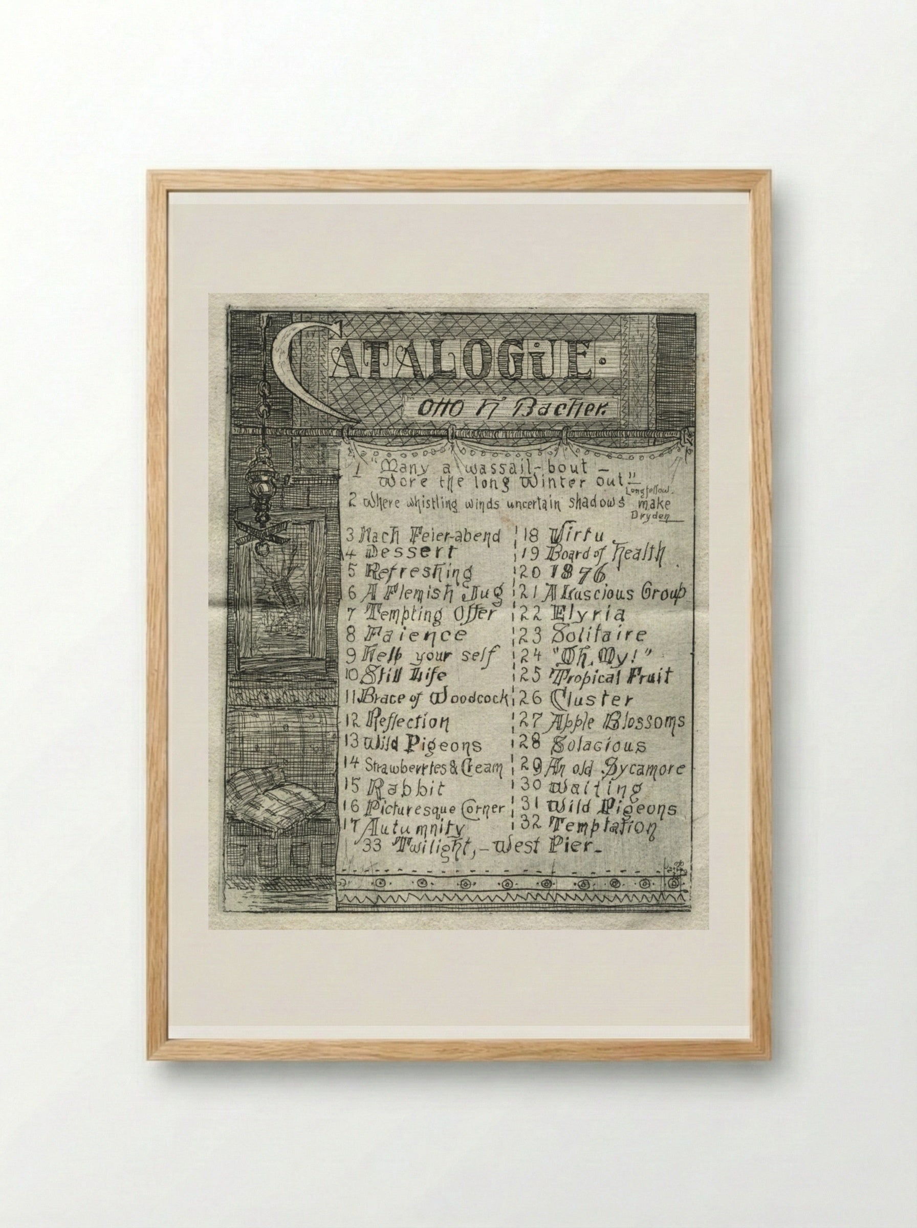 Catalogue (Etching) - Otto H. Bacher - Framed Print Wood