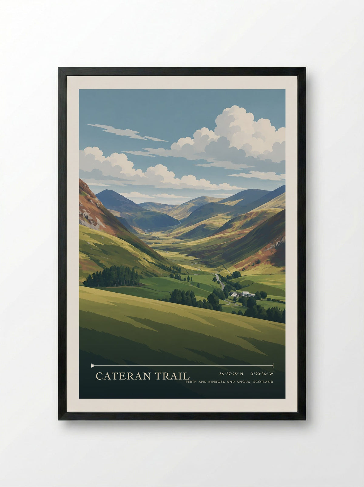 Cateran Trail, Perth and Kinross and Angus, Scotland | Travel Poster - Framed Print Black