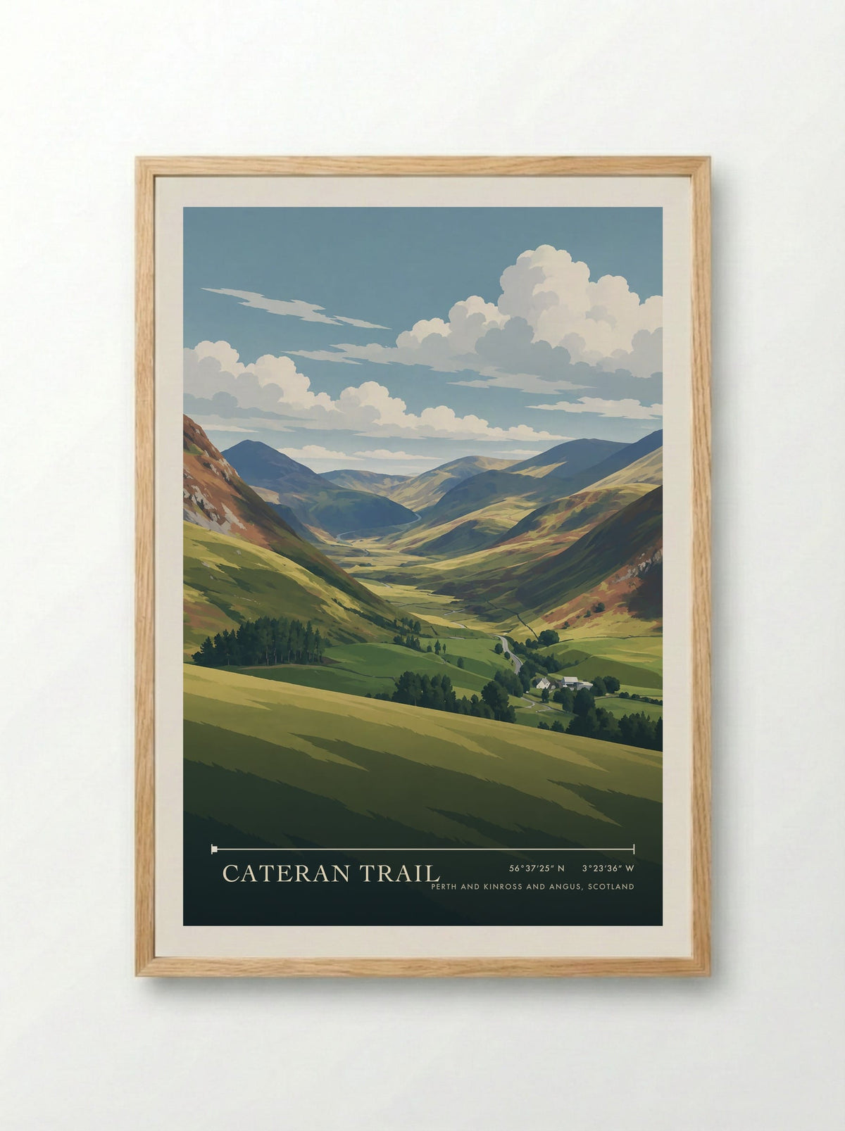 Cateran Trail, Perth and Kinross and Angus, Scotland | Travel Poster - Framed Print Wood