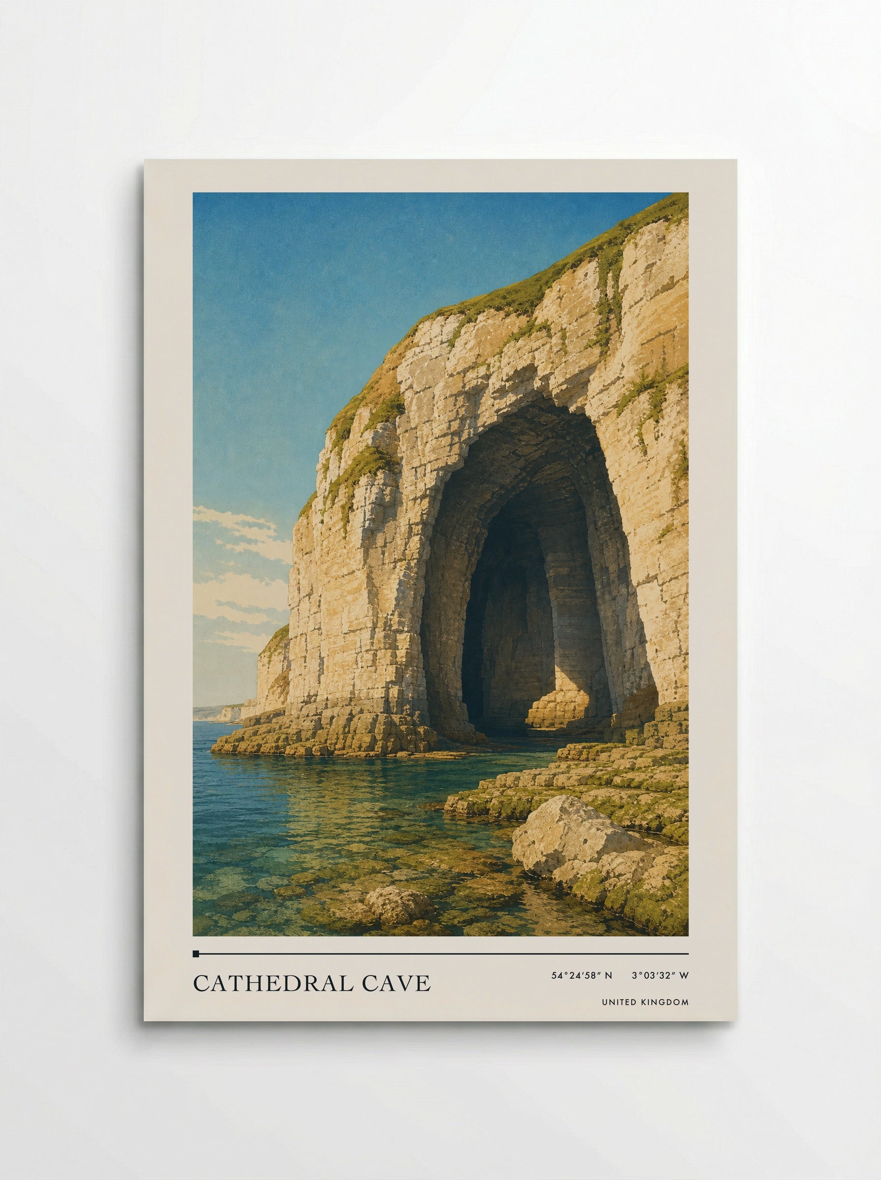 Cathedral Cave United Kingdom Travel Poster - Poster