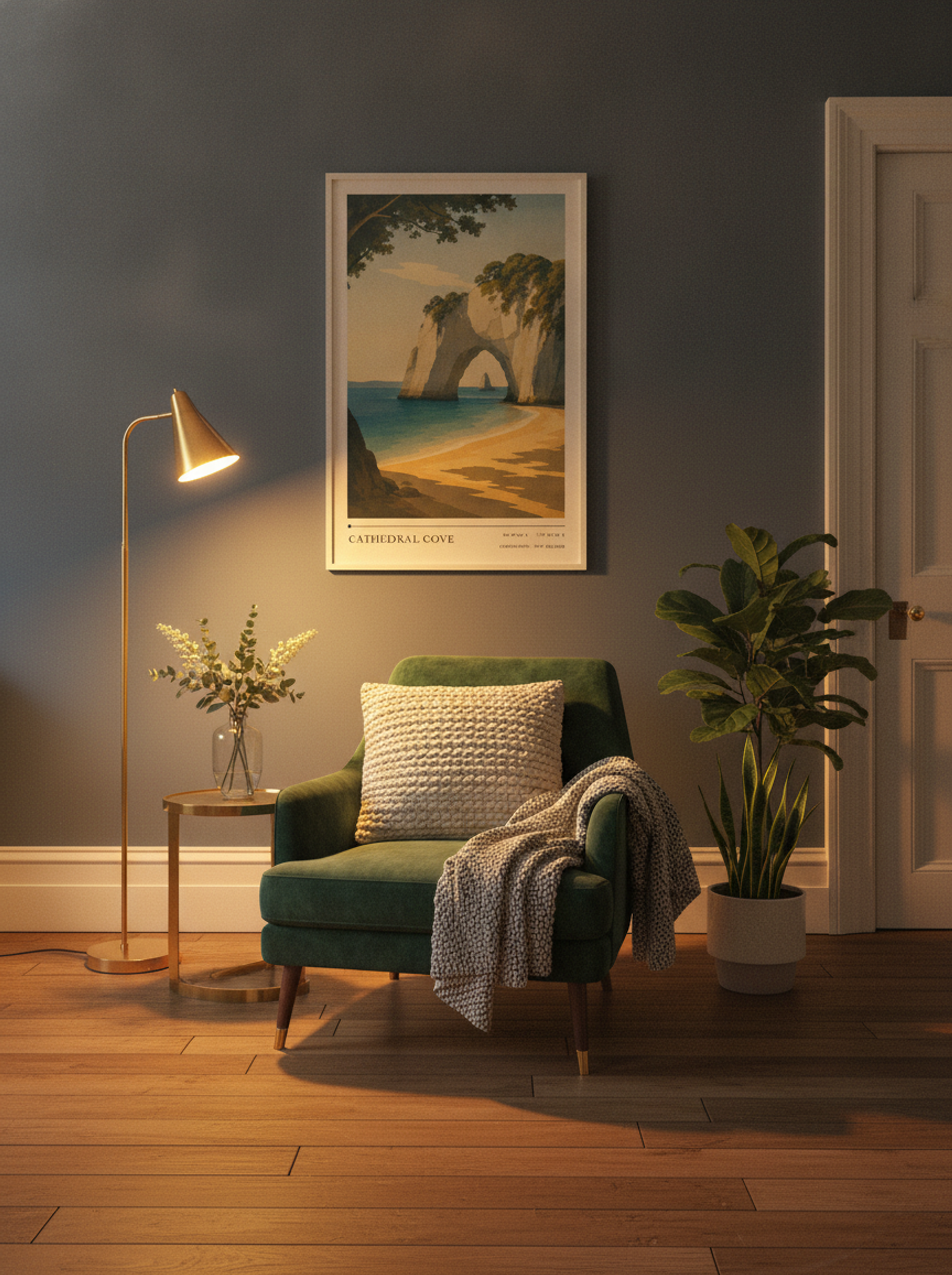 Cathedral Cove Travel Poster Artwork - Lifestyle