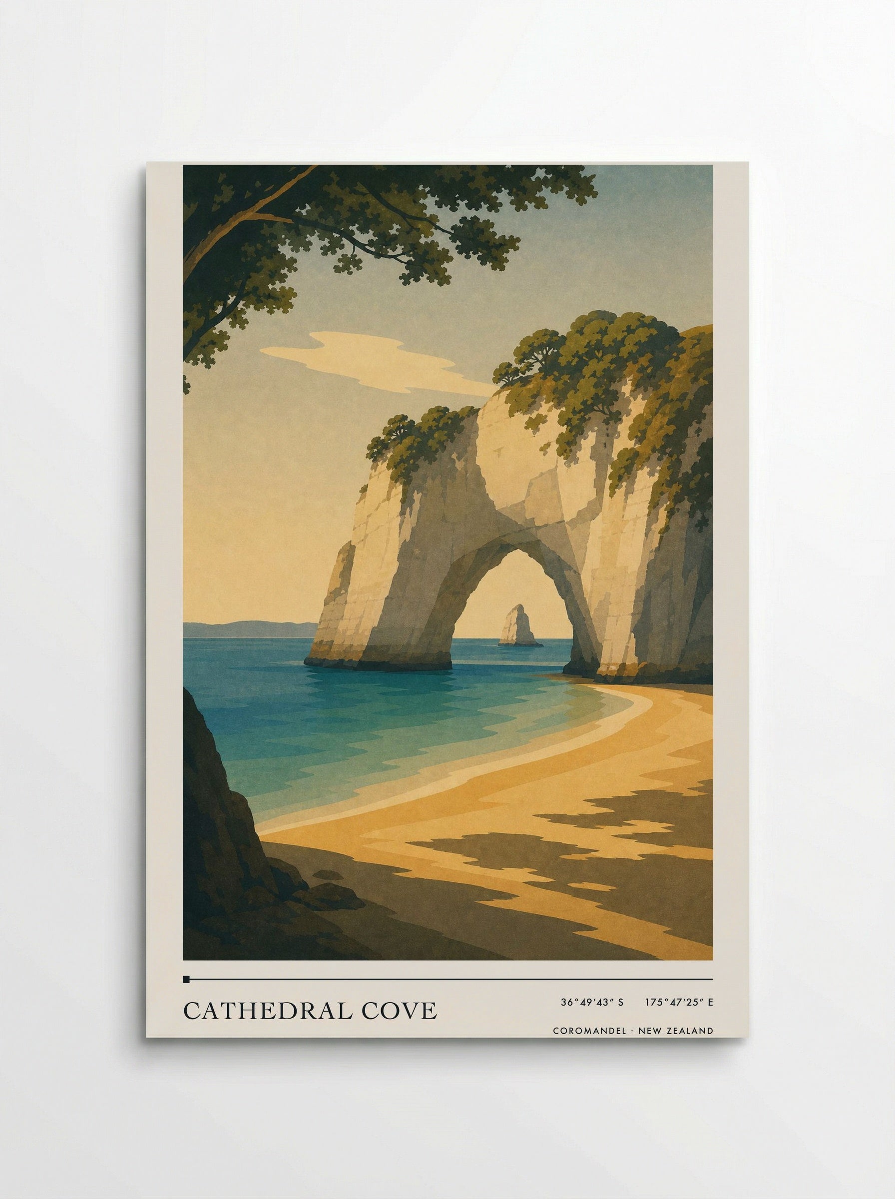 Cathedral Cove Travel Poster Artwork - Poster