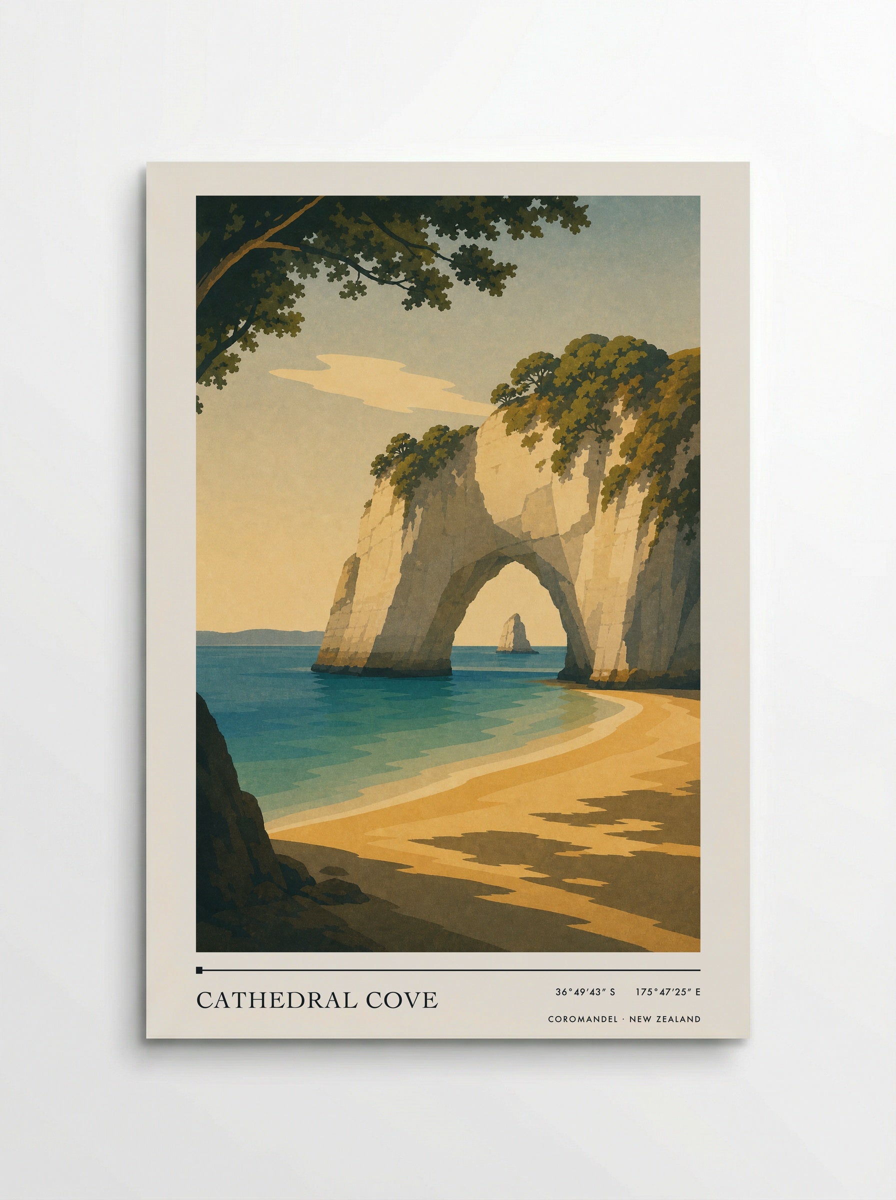 Cathedral Cove Travel Poster Artwork - Poster