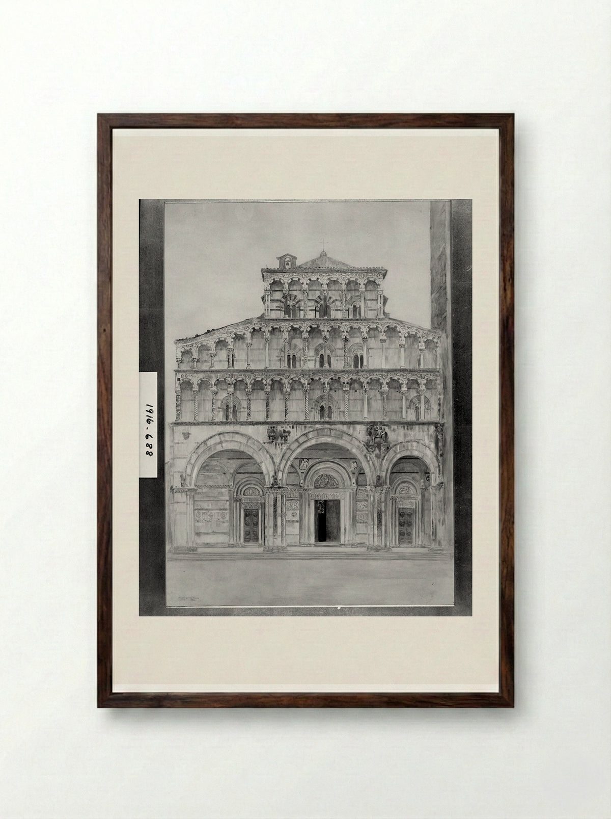 Cathedral, Lucca, Italy - Joseph Lindon Smith - Framed Print Dark Wood