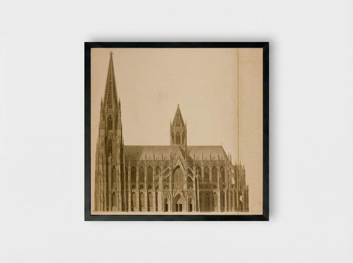 Cathedral of Cologne (Architectural Elevation) - Christian Friedrich Traugott Duttenhofer - Framed Print Black