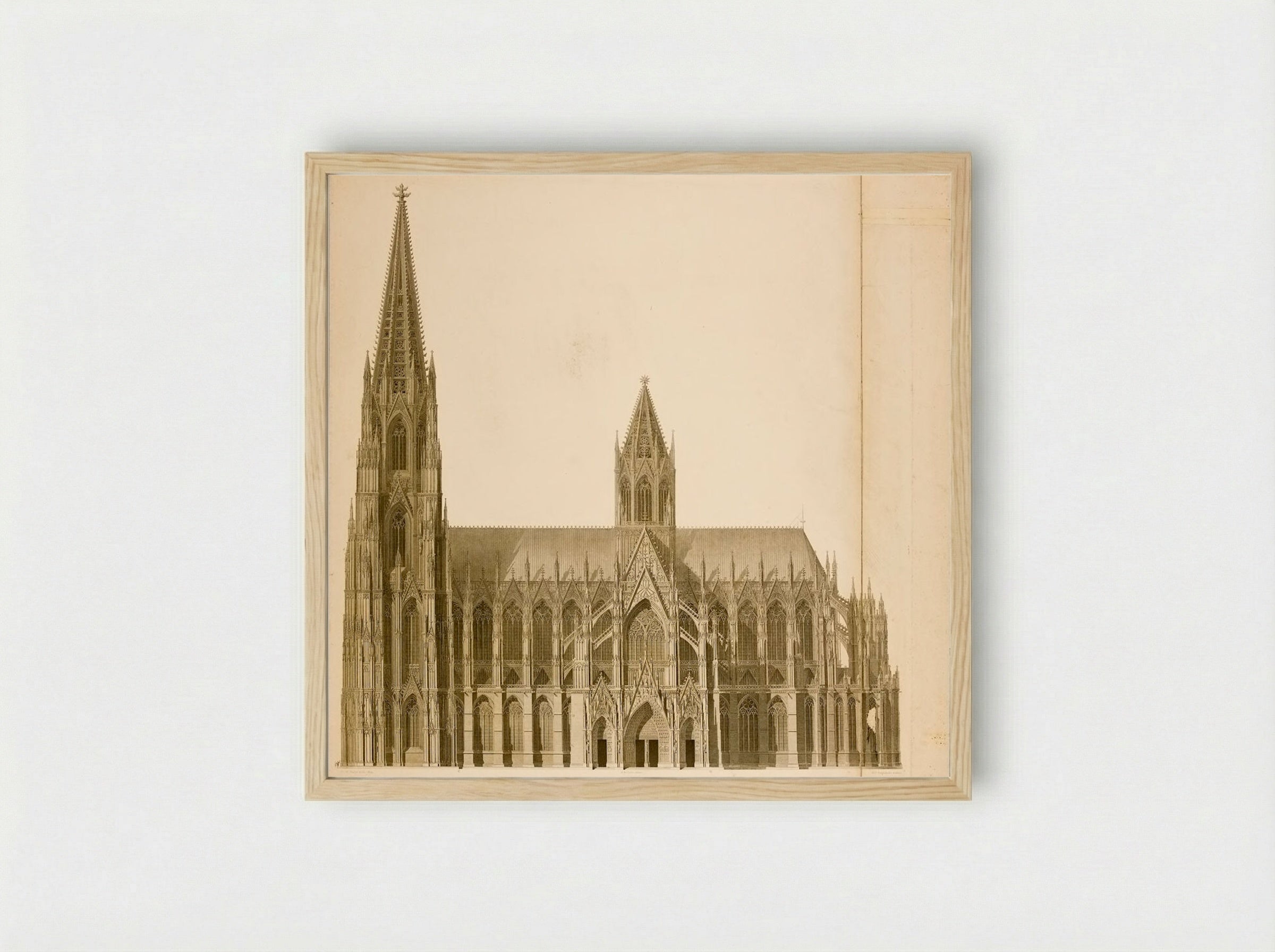 Cathedral of Cologne (Architectural Elevation) - Christian Friedrich Traugott Duttenhofer - Framed Print Wood