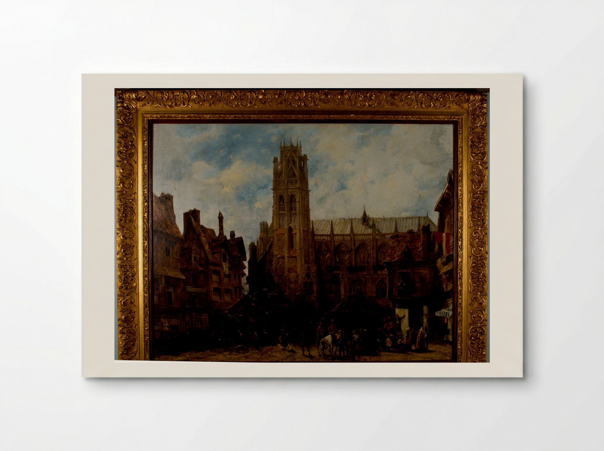 Cathedral of Notre Dame and Market Place at Caudebec-en-Caux - Richard Parkes Bonington - Poster