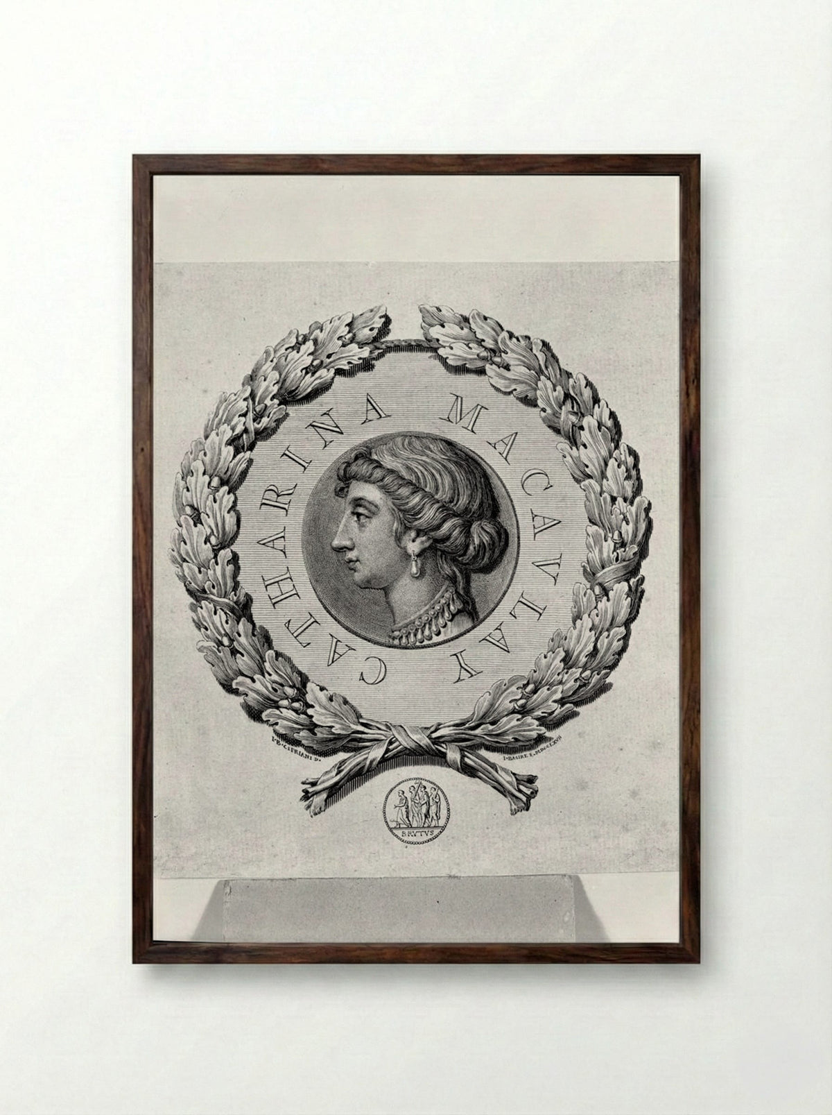 Catherine Macaulay - James Basire the Elder - Framed Print Dark Wood