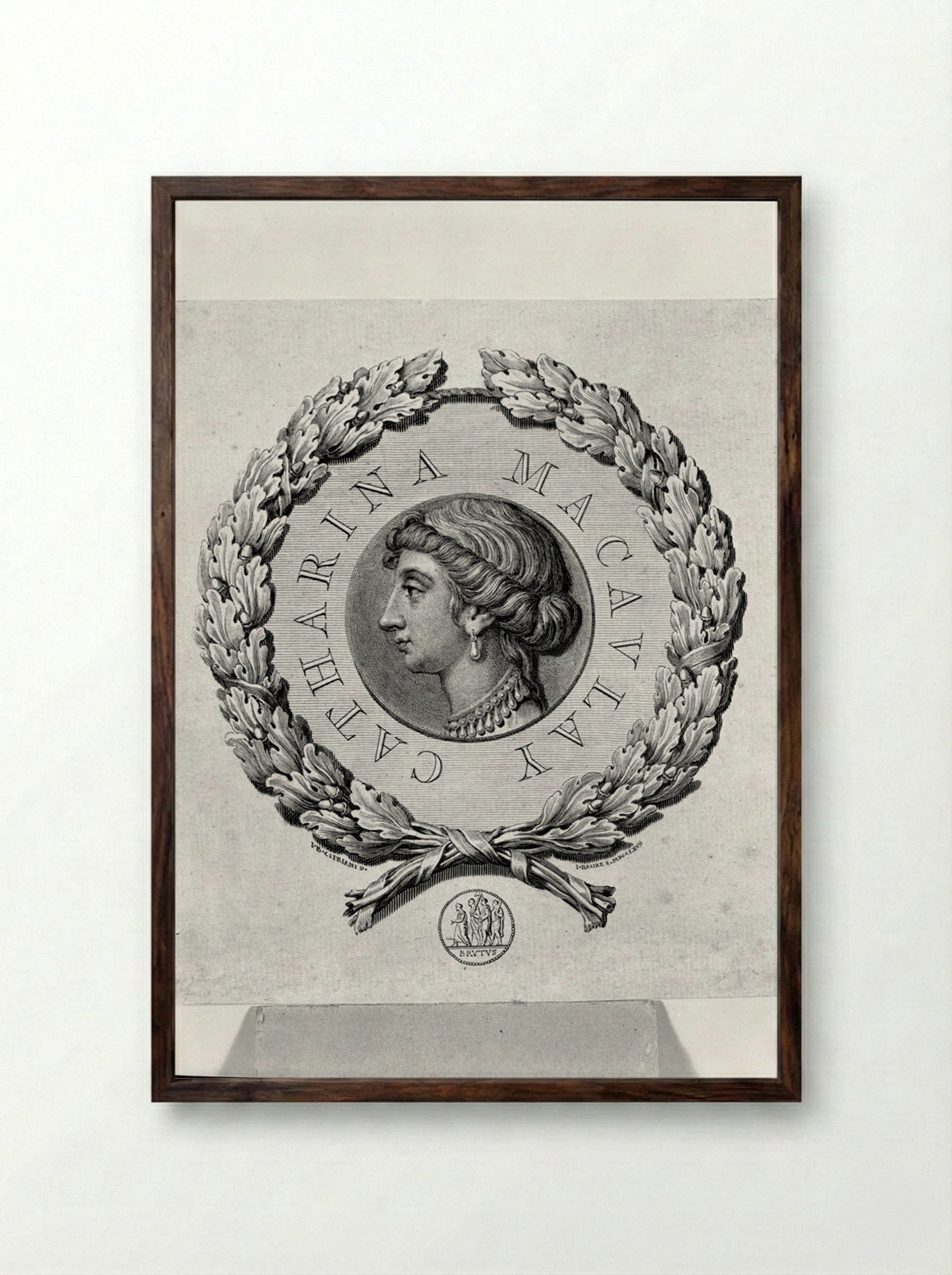Catherine Macaulay - James Basire the Elder - Framed Print Dark Wood