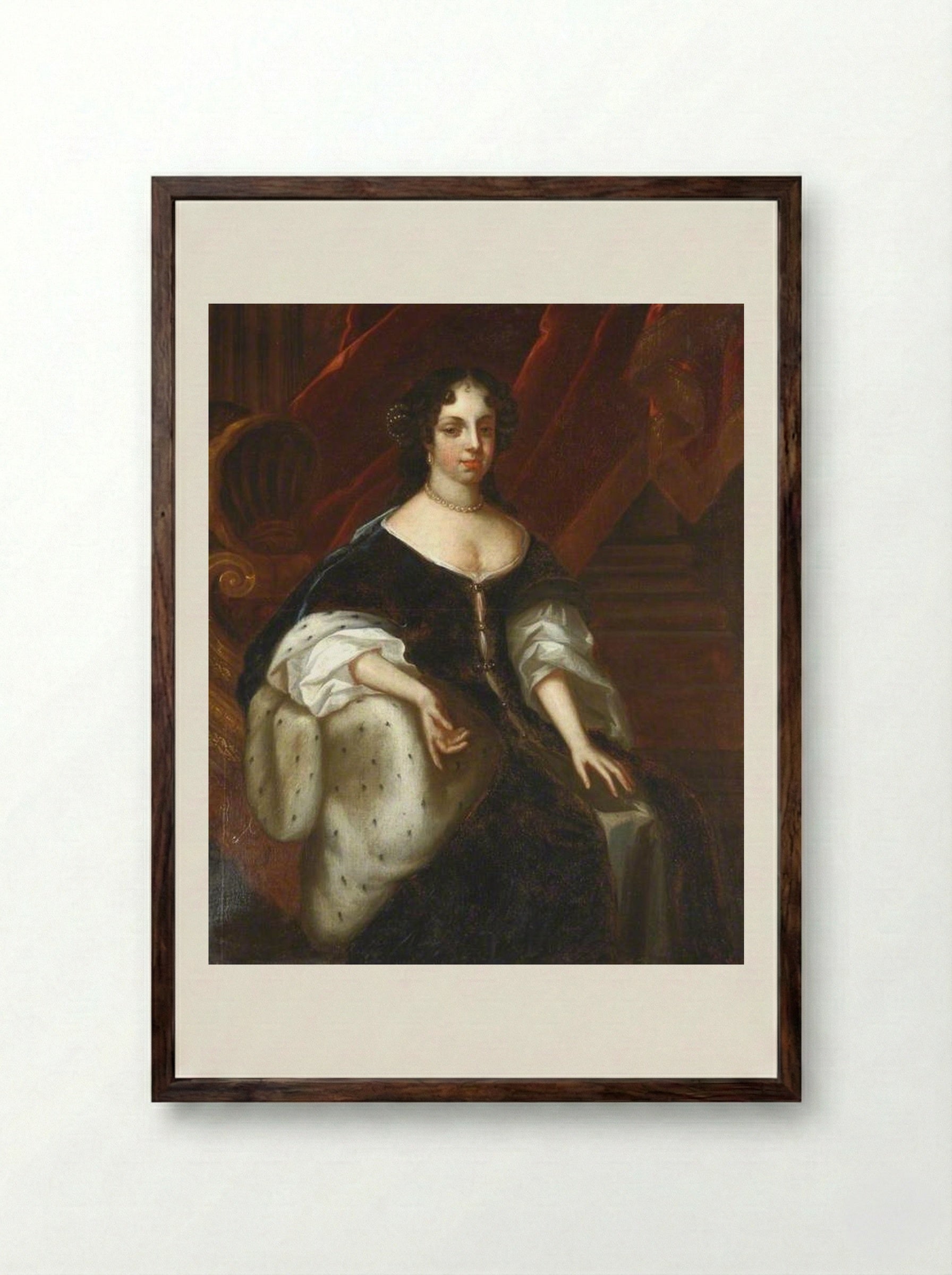 Catherine of Braganza, Queen Consort of Charles II - John Riley - Framed Print Dark Wood