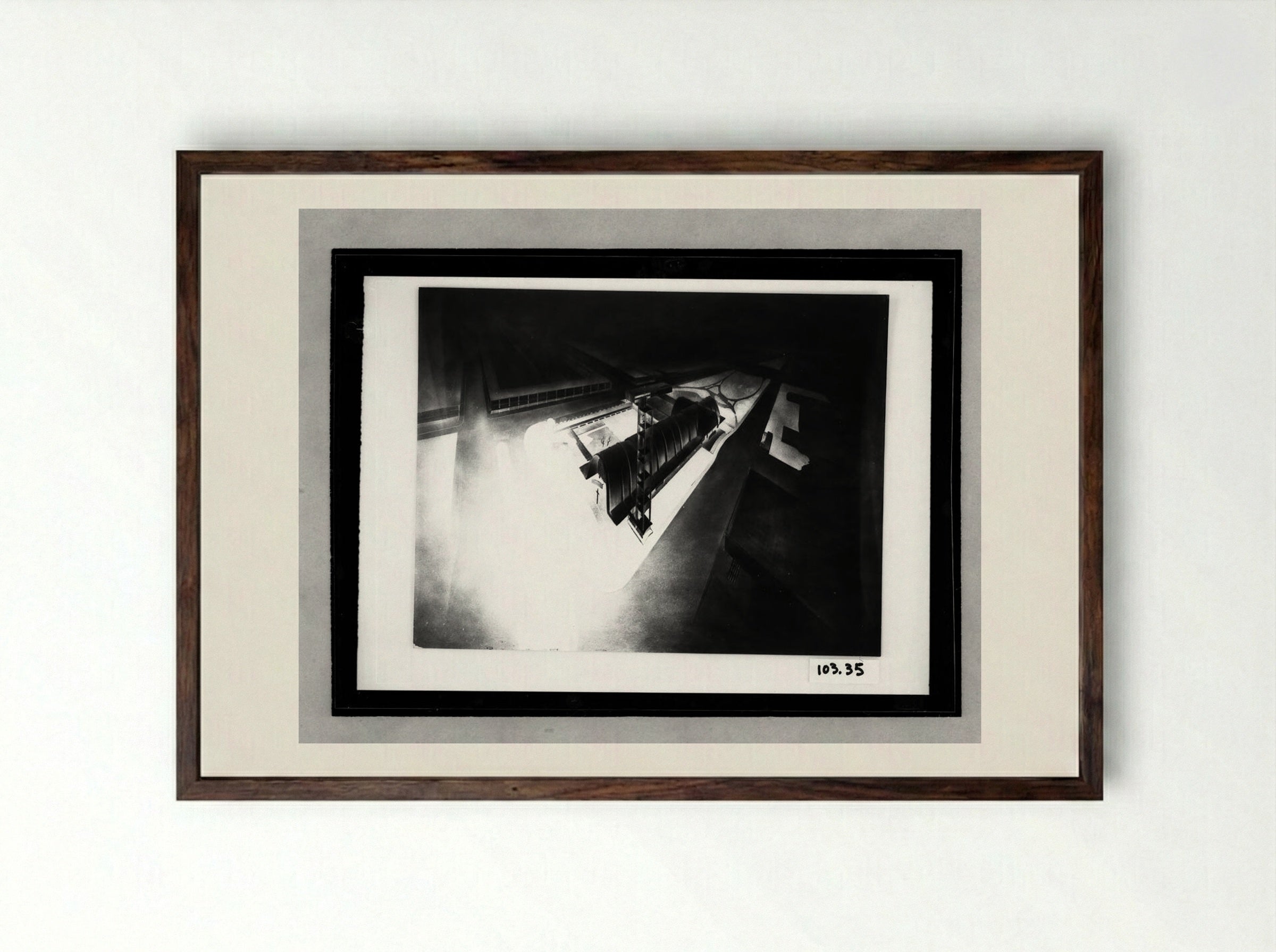 Catholic Church, Torreón, Mexico: Perspective and Model - Walter Gropius - Framed Print Dark Wood