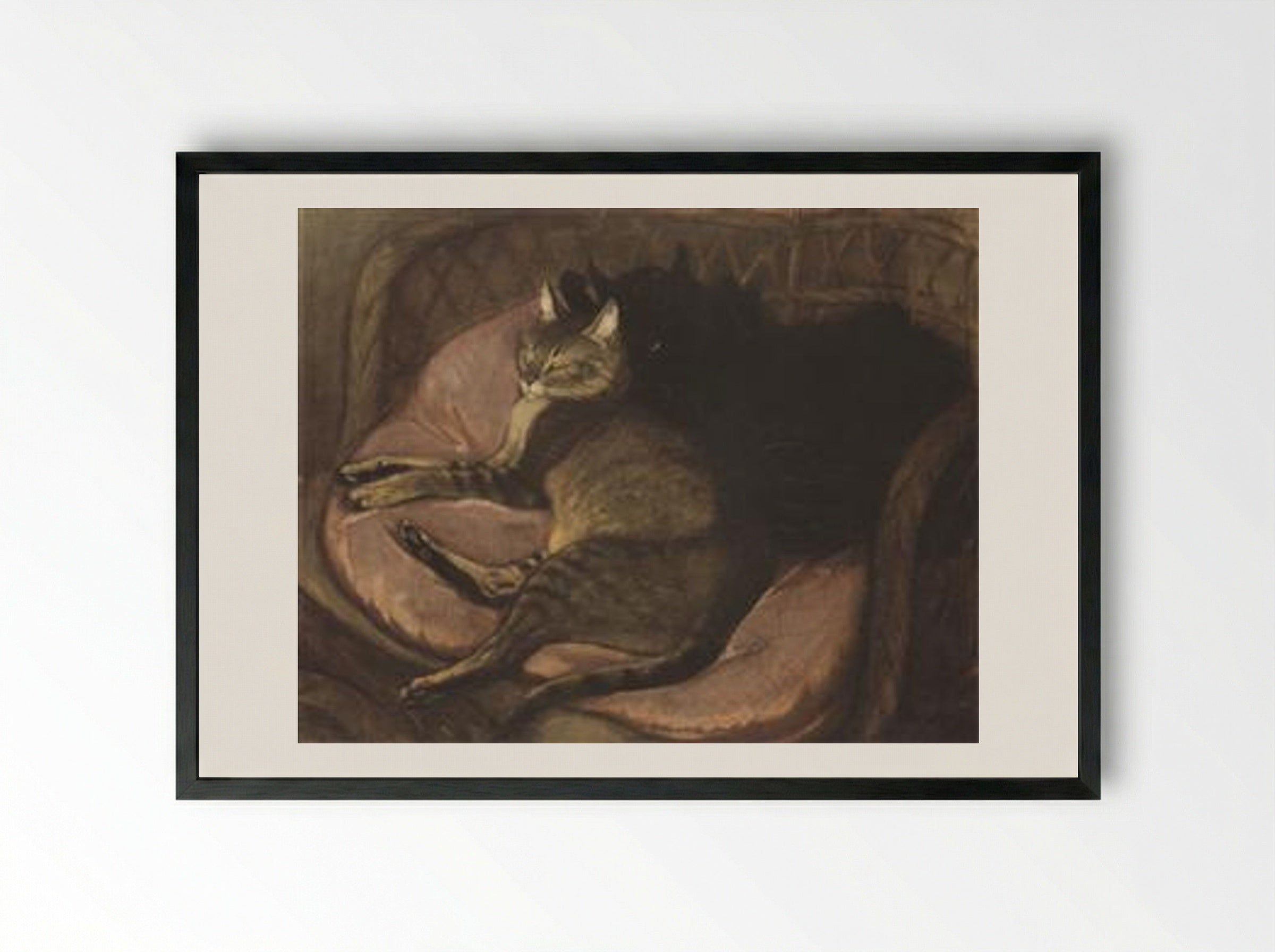 Cats on the Sofa - Théophile Steinlen - Framed Print Black