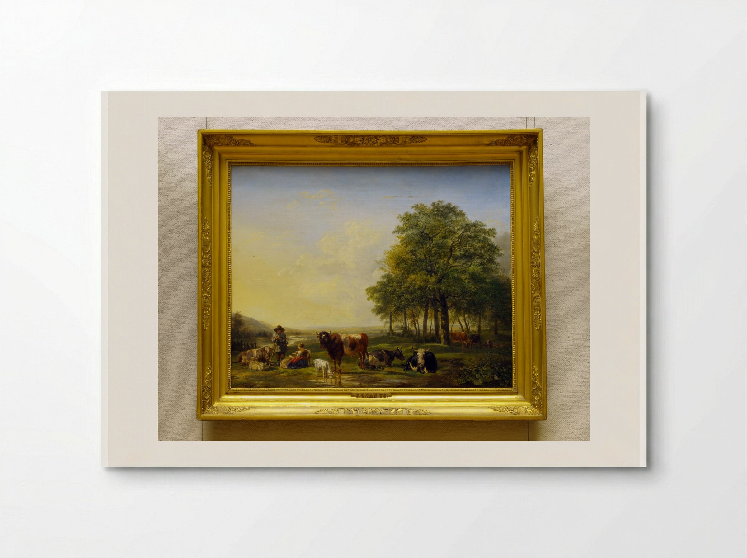 Cattle and Figures in a Meadow - Pieter Gerardus van Os - Poster