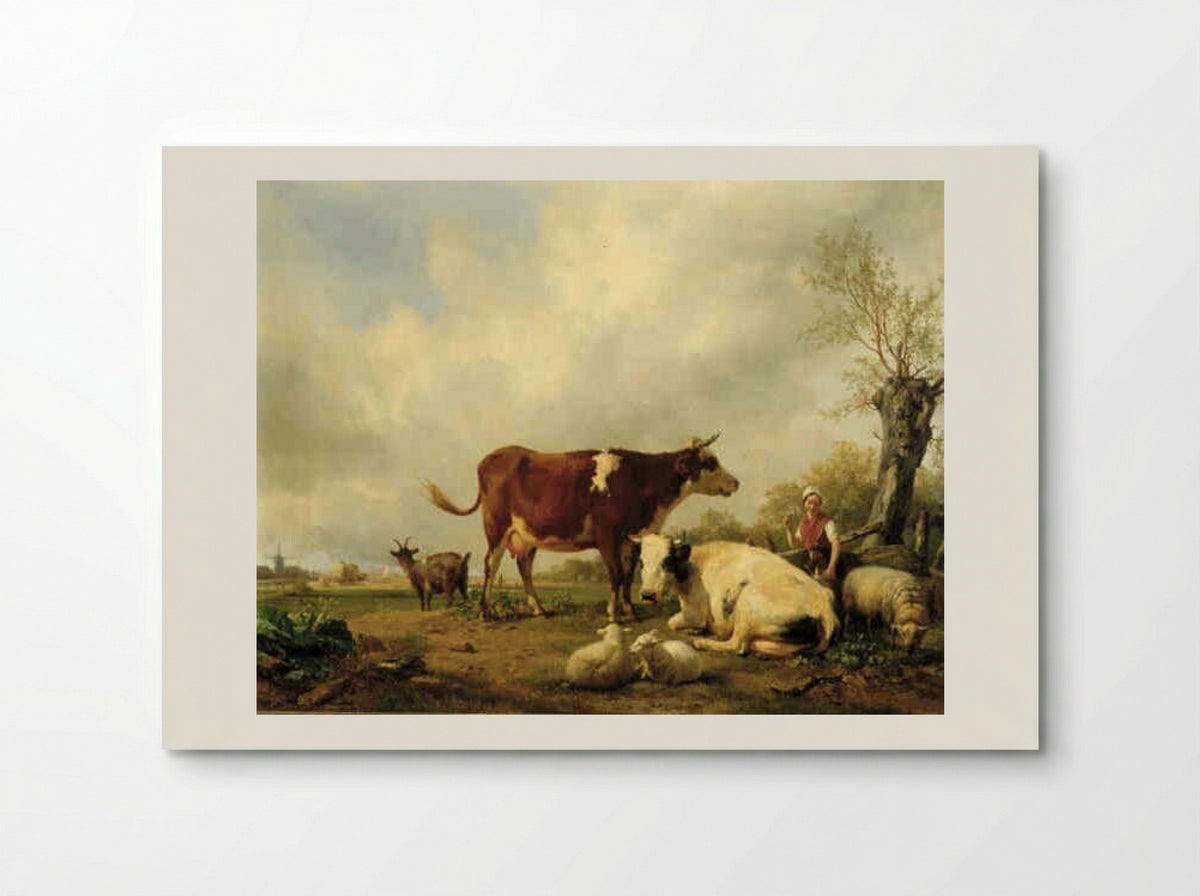 Cattle and Sheep in a Meadow - Hendrikus van de Sande Bakhuyzen - Poster