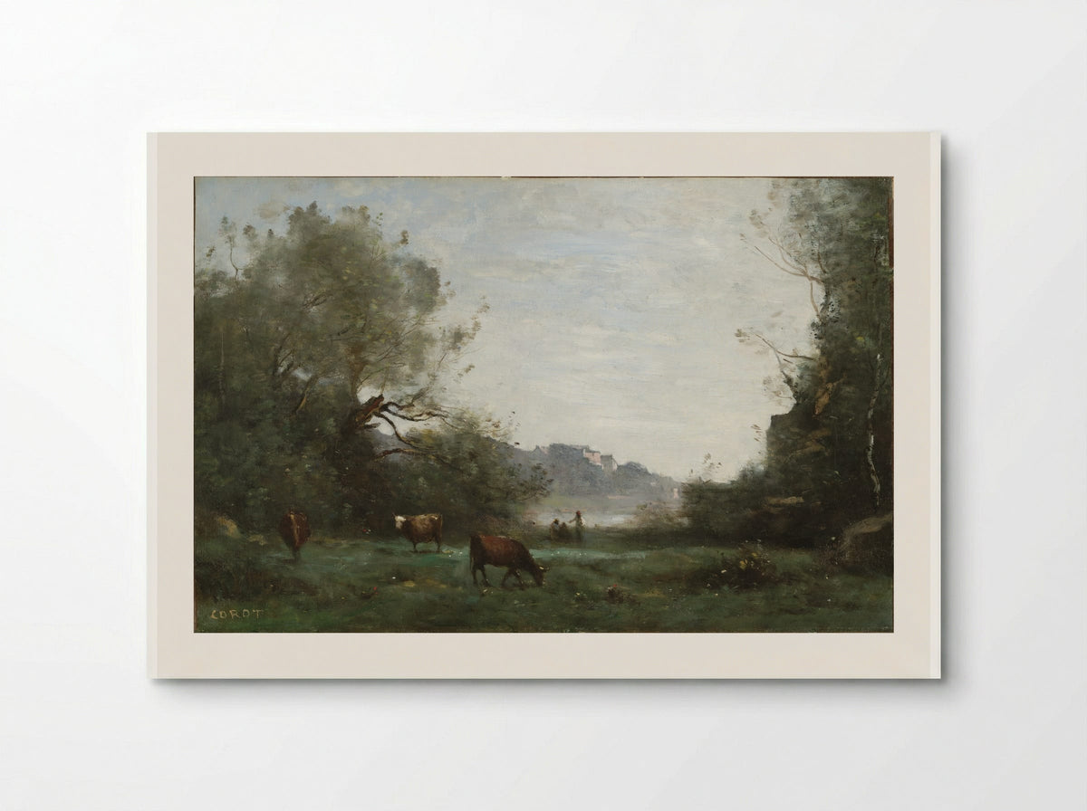Cattle at Pasture in a Wooded Valley - Jean-Baptiste-Camille Corot - Poster