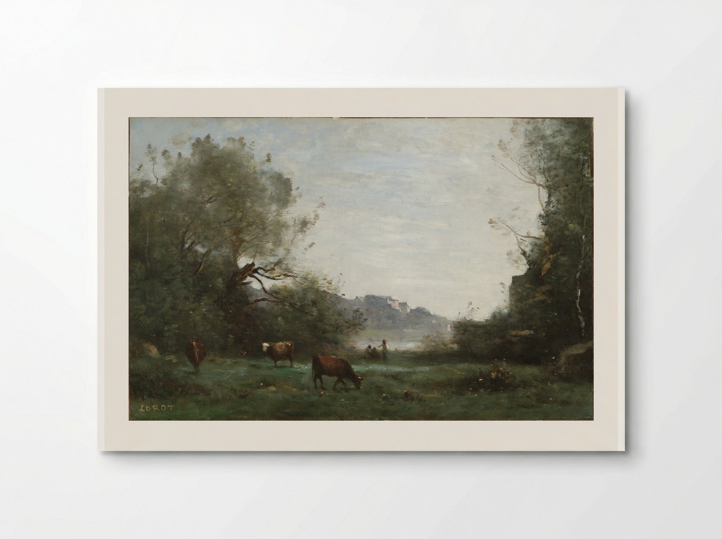 Cattle at Pasture in a Wooded Valley - Jean-Baptiste-Camille Corot - Poster