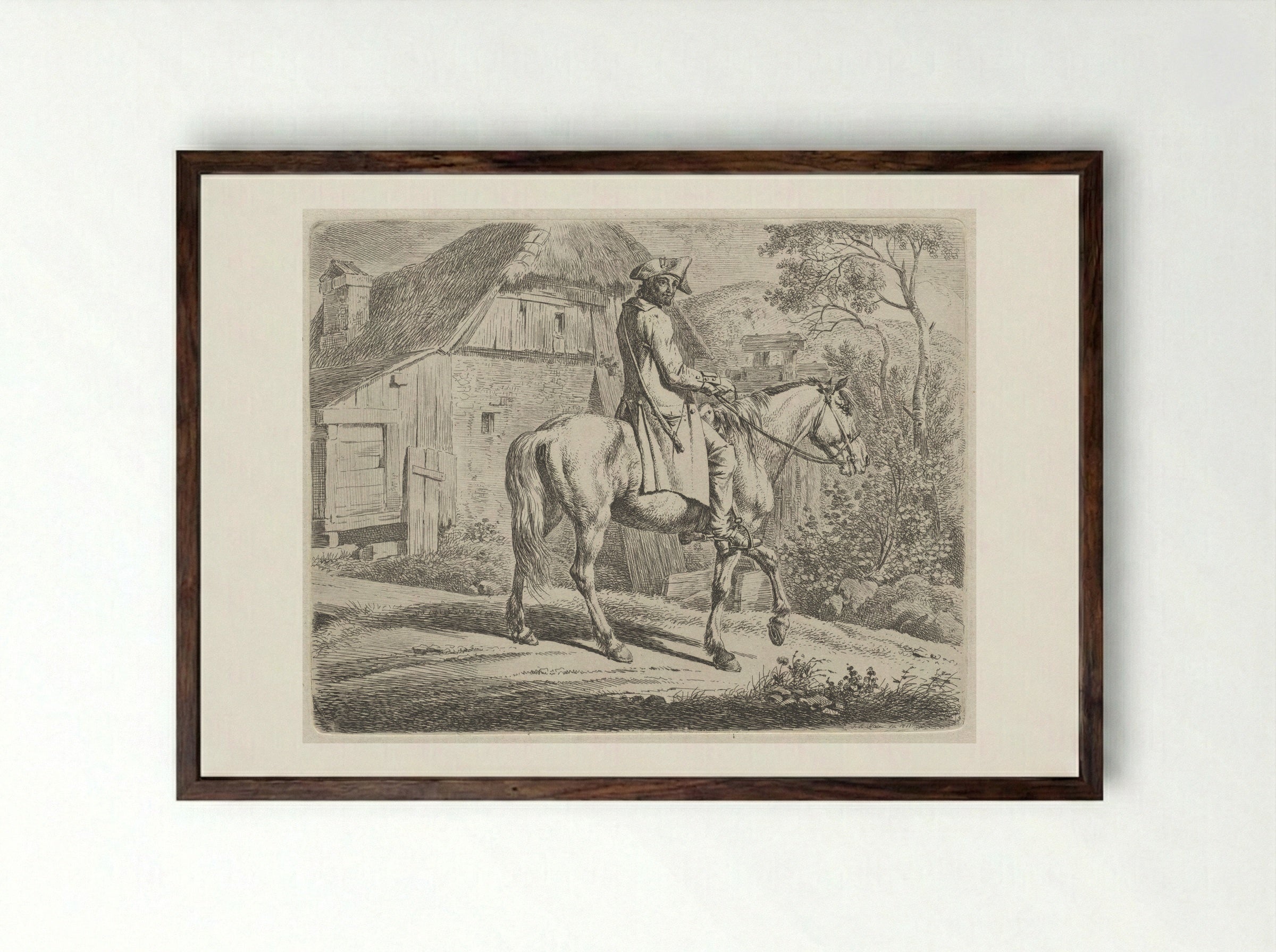 Cattle - Johann Adam Klein - Framed Print Dark Wood