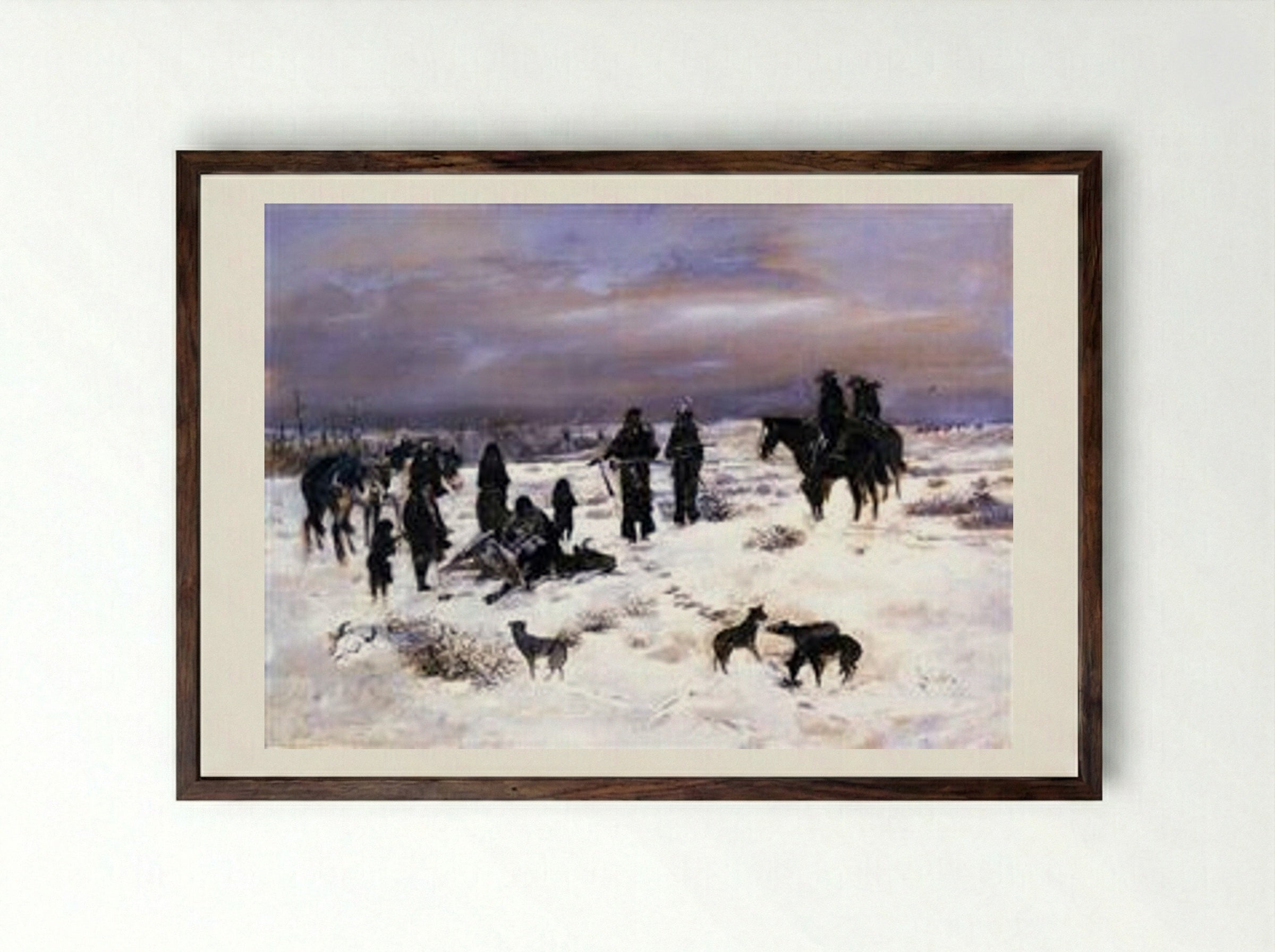 Caught in the Act - Charles M. Russell - Framed Print Dark Wood