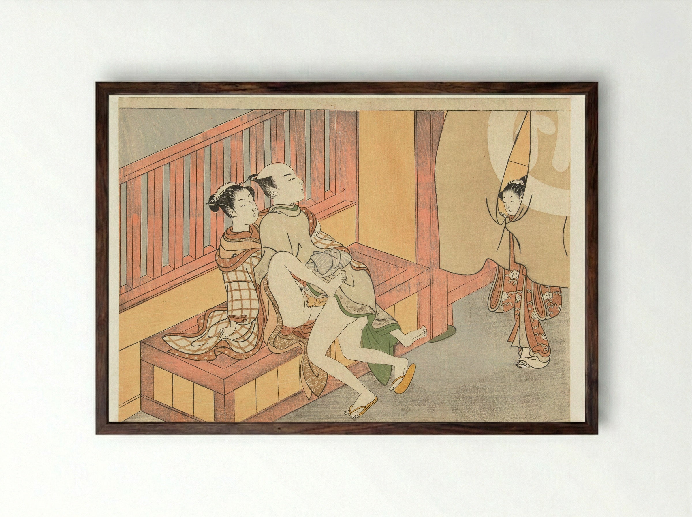 Caught in the Act - Suzuki Harunobu - Framed Print Dark Wood