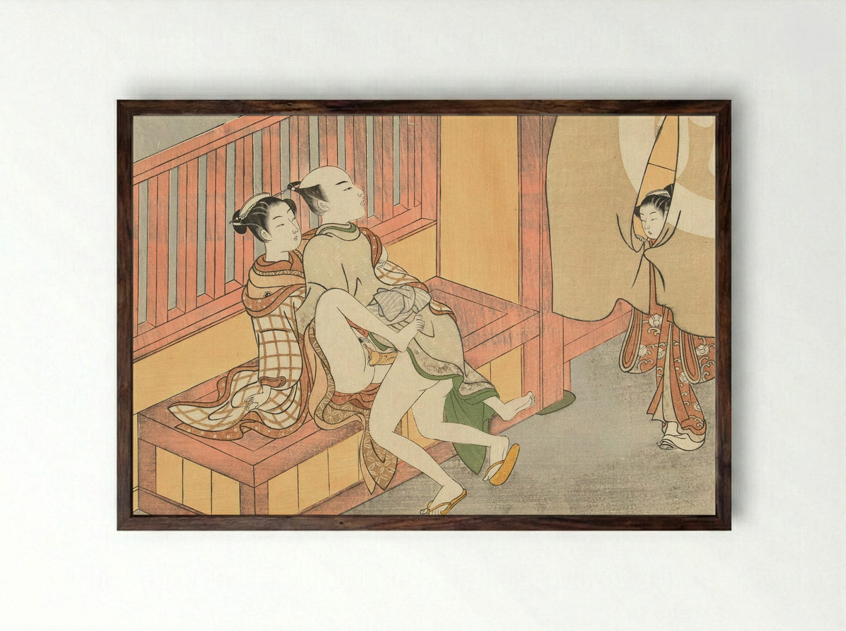 Caught in the Act - Suzuki Harunobu - Framed Print Dark Wood