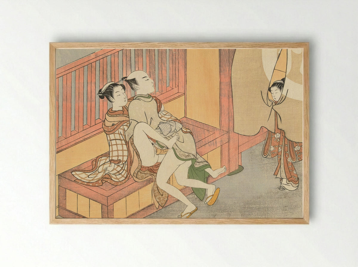 Caught in the Act - Suzuki Harunobu - Framed Print Wood