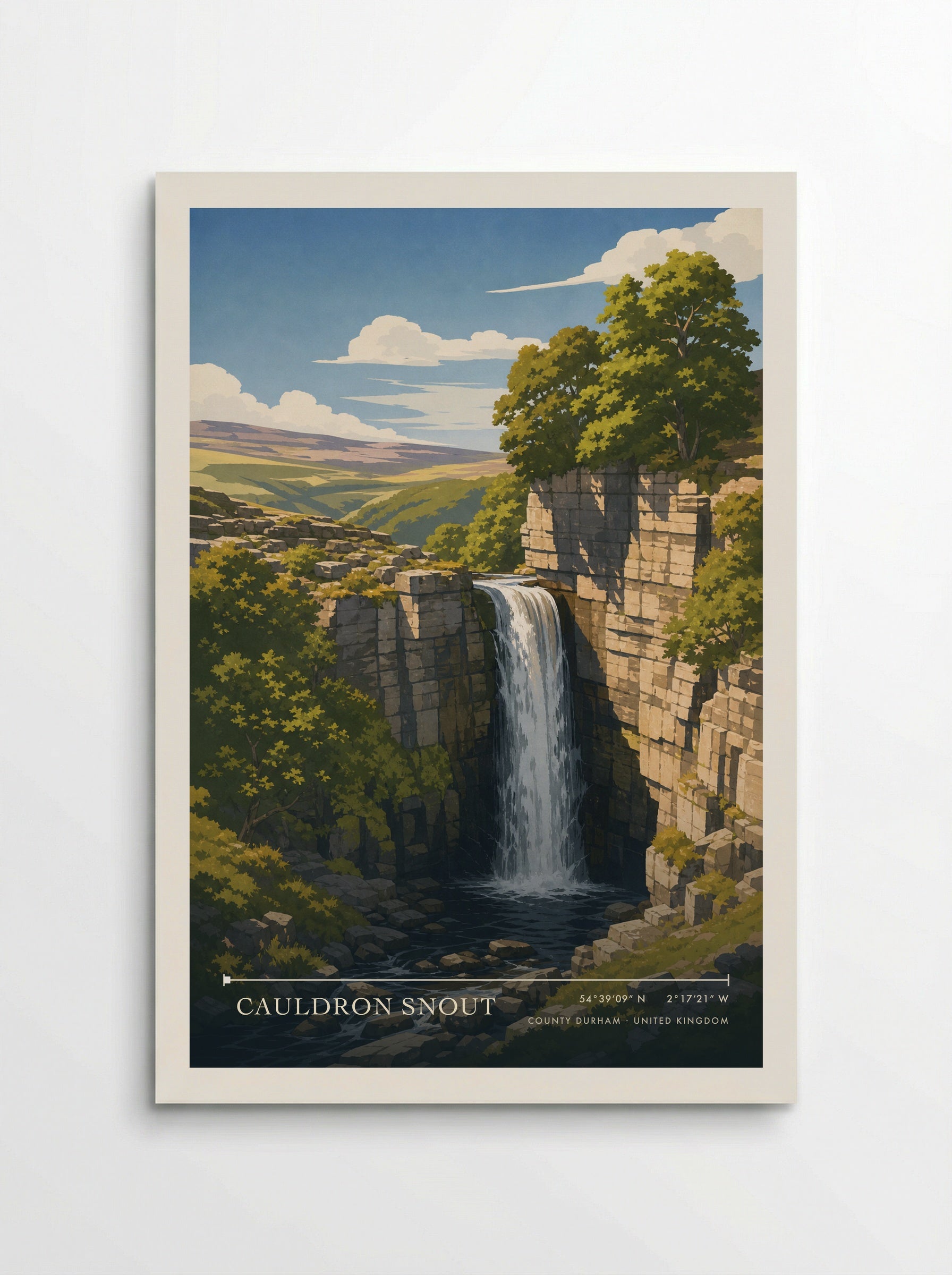 Cauldron Snout County Durham United Kingdom Travel Poster - Poster