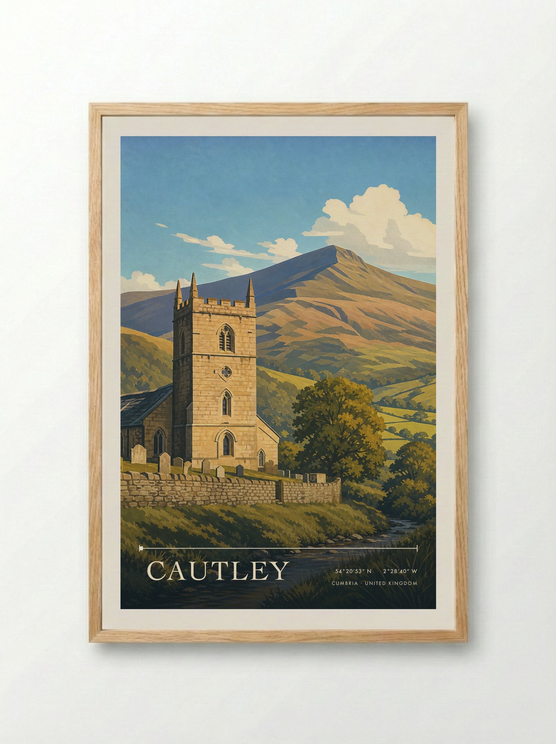 Cautley Cumbria United Kingdom Travel Poster - Framed Print Wood
