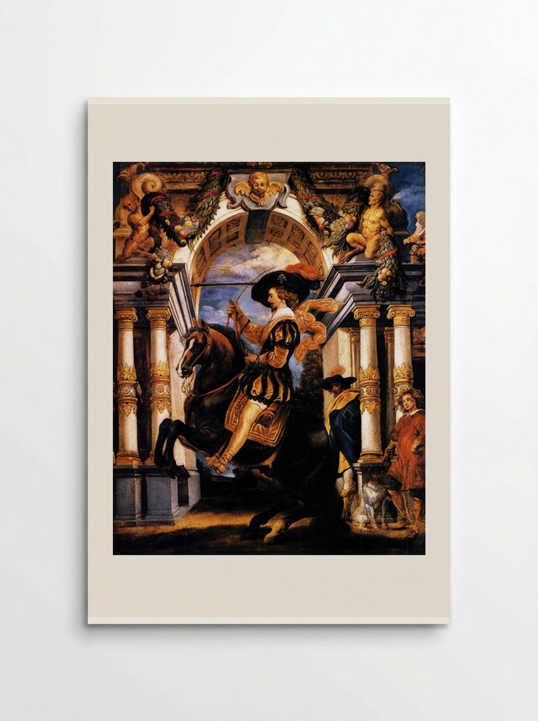 Cavalier executing a Levade, in front of a portal - Jacob Jordaens - Poster
