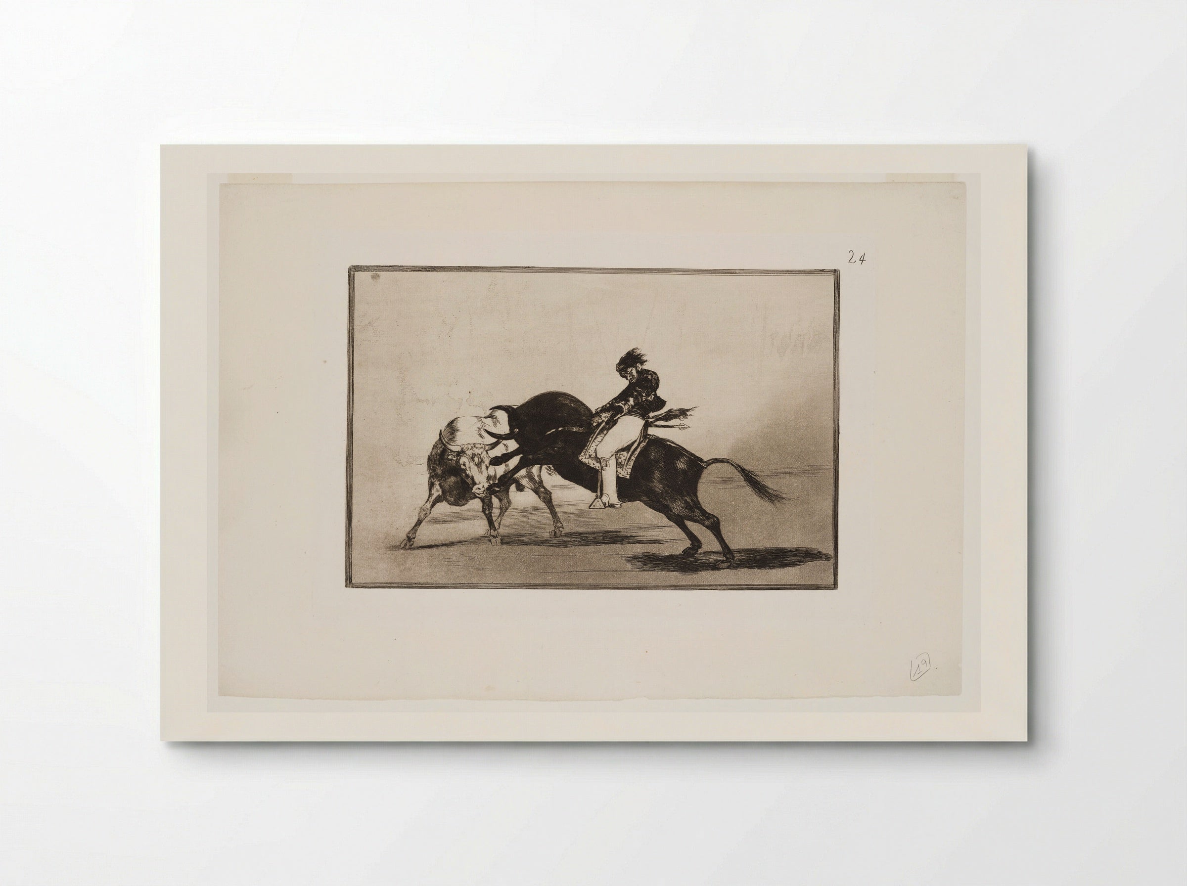 Ceballos Mounted on a Bull Breaks Short Spears in the Ring at Madrid - Francisco José de Goya y Lucientes - Poster