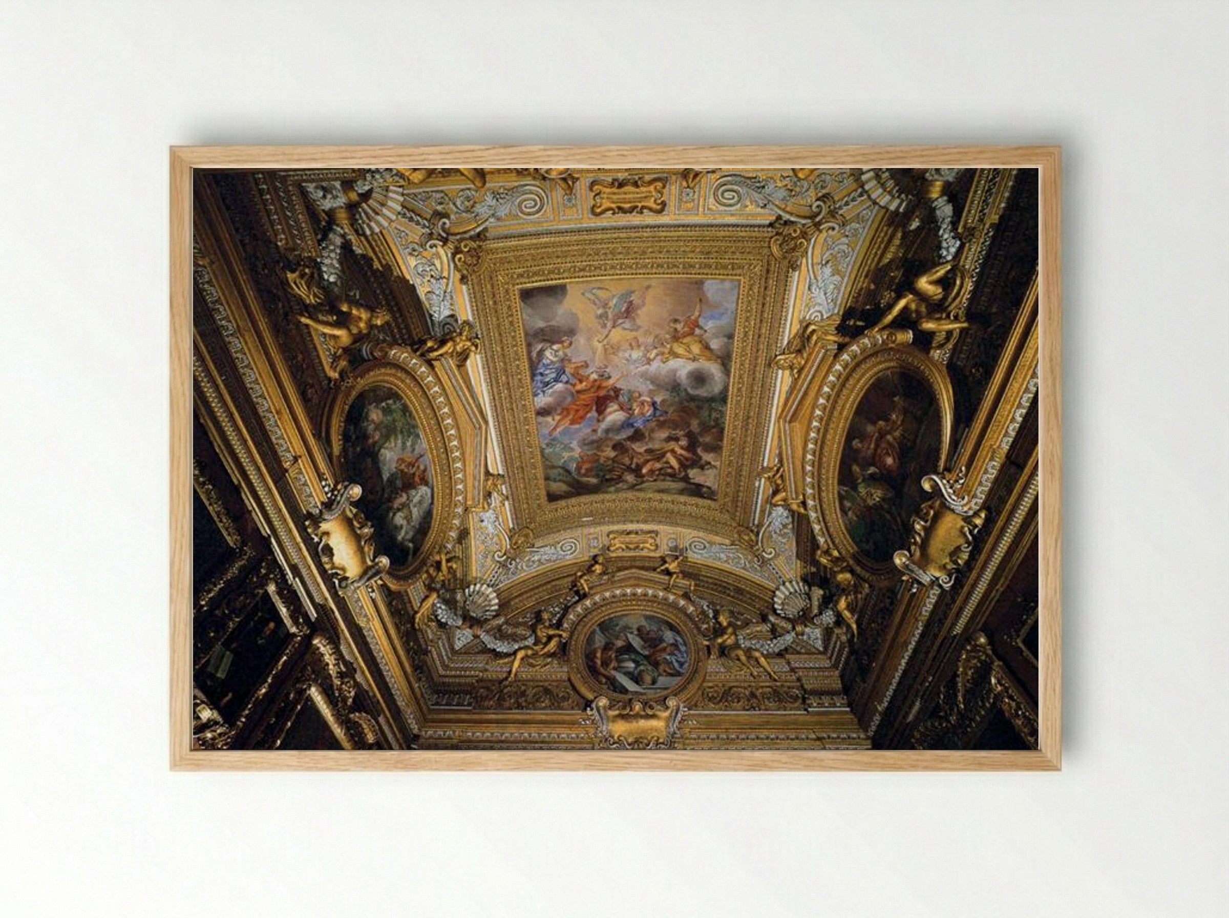 Ceiling Fresco in the Hall of Saturn - Pietro da Cortona - Framed Print Wood