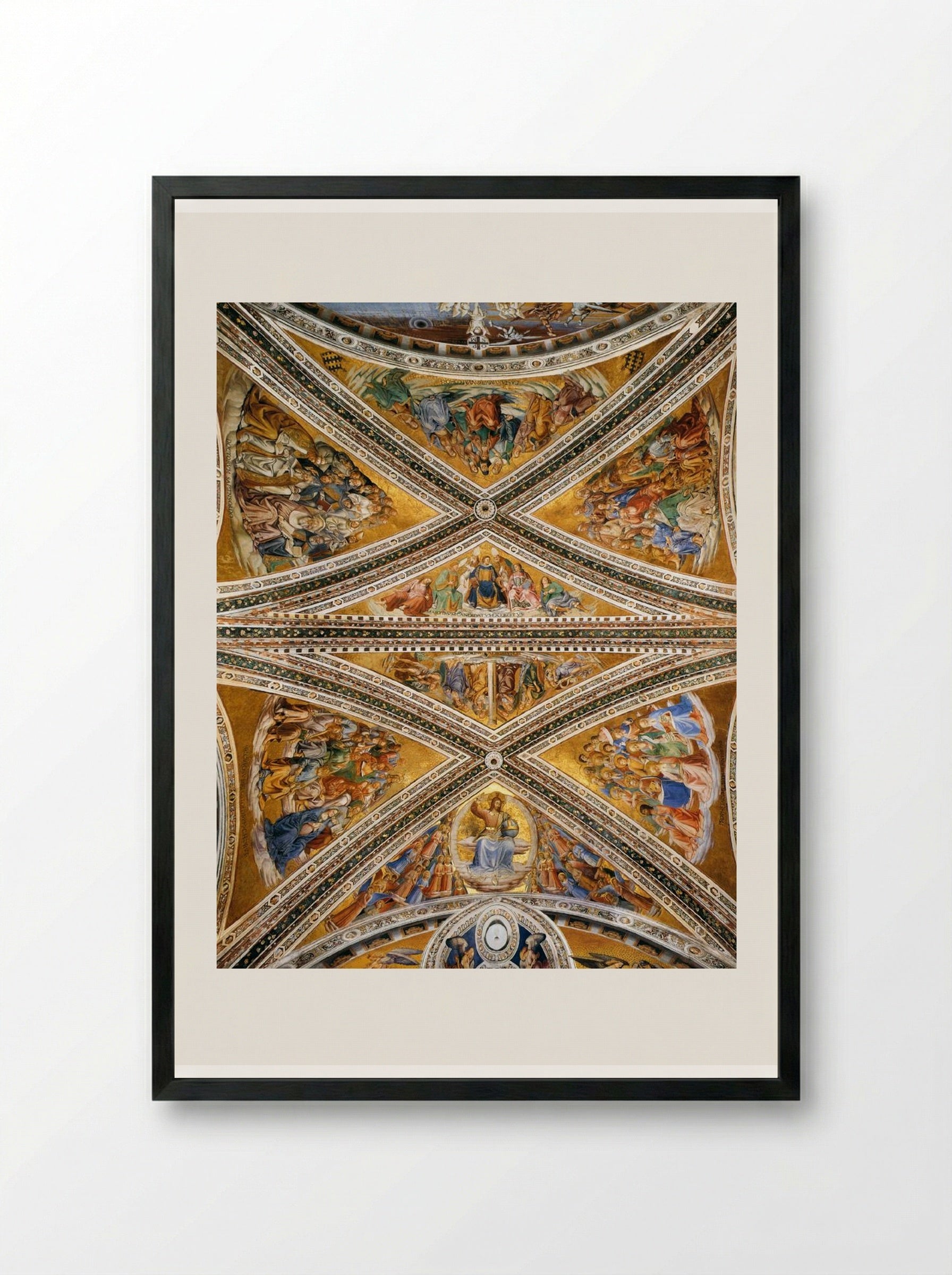 Ceiling Frescoes in the Chapel of San Brizio - Luca Signorelli - Framed Print Black