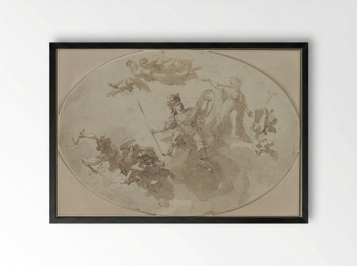 Ceiling Study: Allegory of Peace and War - Giuseppe Bernardino Bison - Framed Print Black