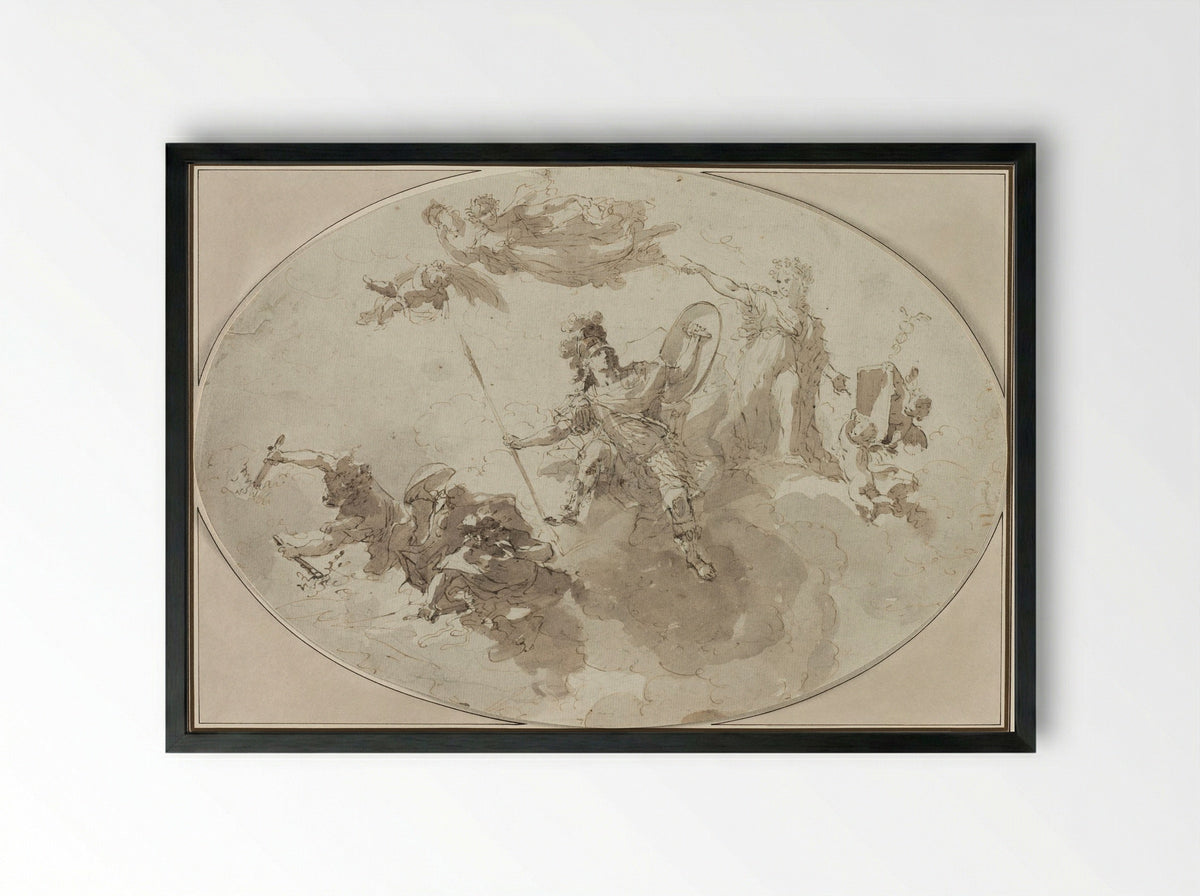 Ceiling Study: Allegory of Peace and War - Giuseppe Bernardino Bison - Framed Print Black