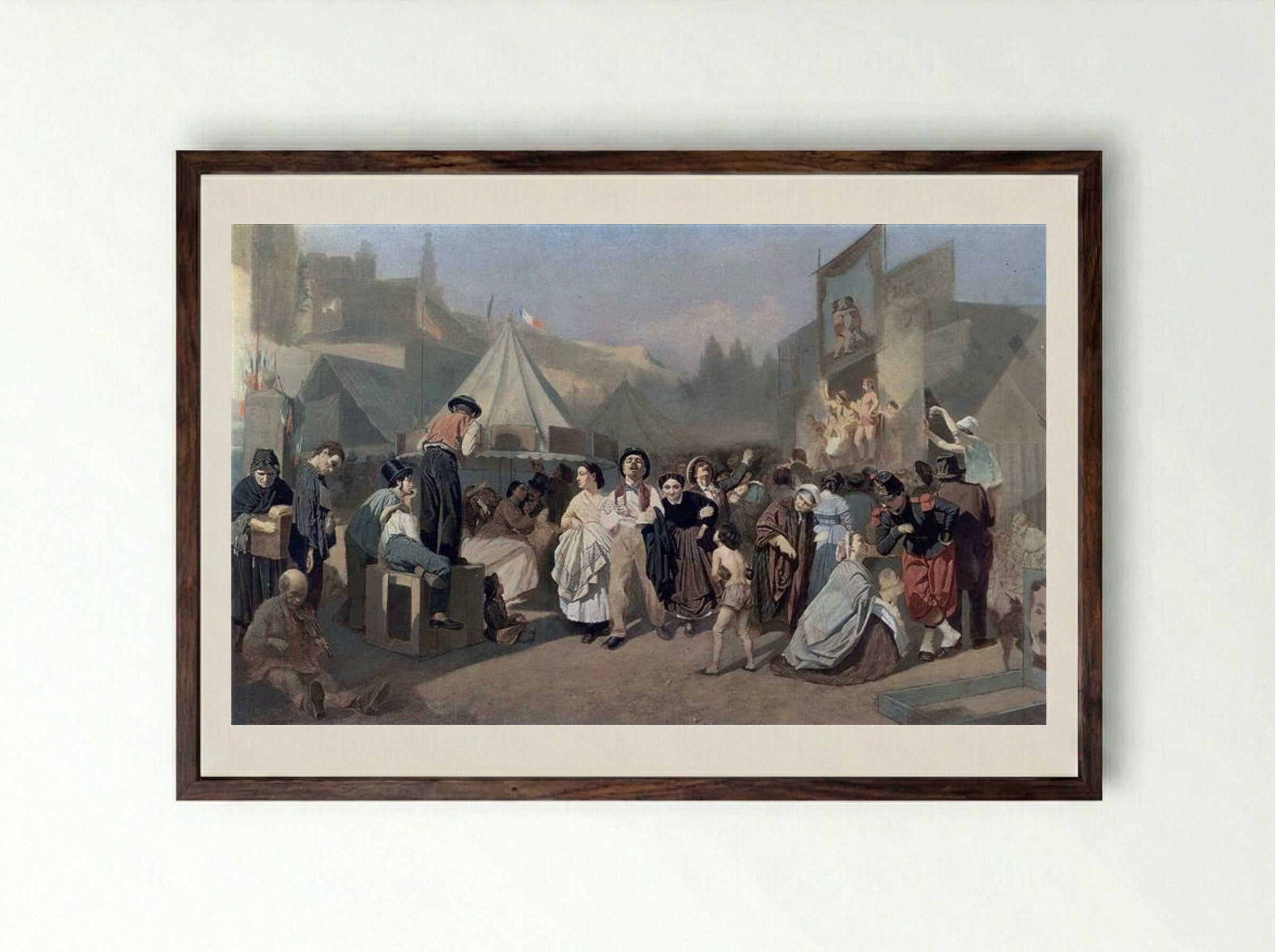 Celebration in the Outskirts of Paris (in Montmartre) - Vasily Perov - Framed Print Dark Wood