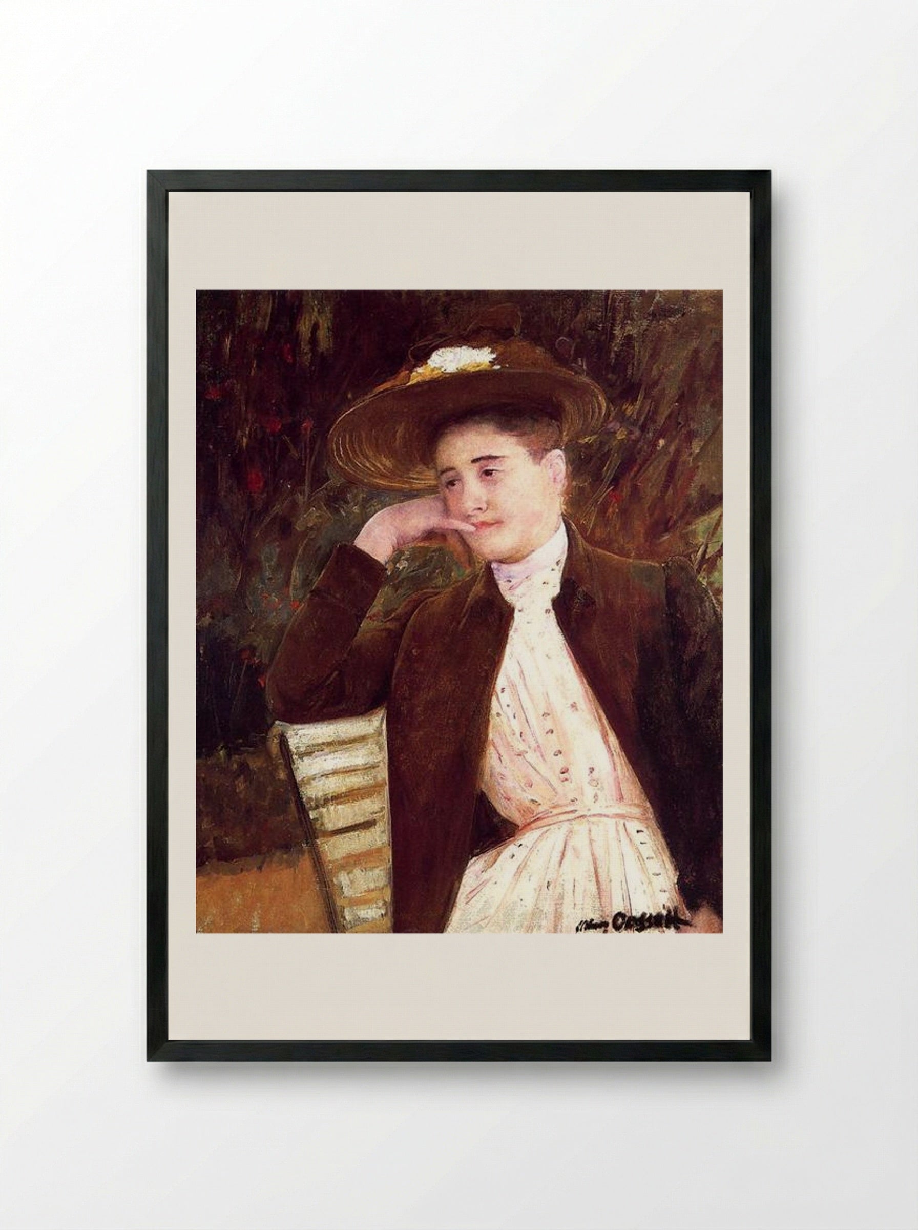Celeste in a Brown Hat - Mary Cassatt - Framed Print Black
