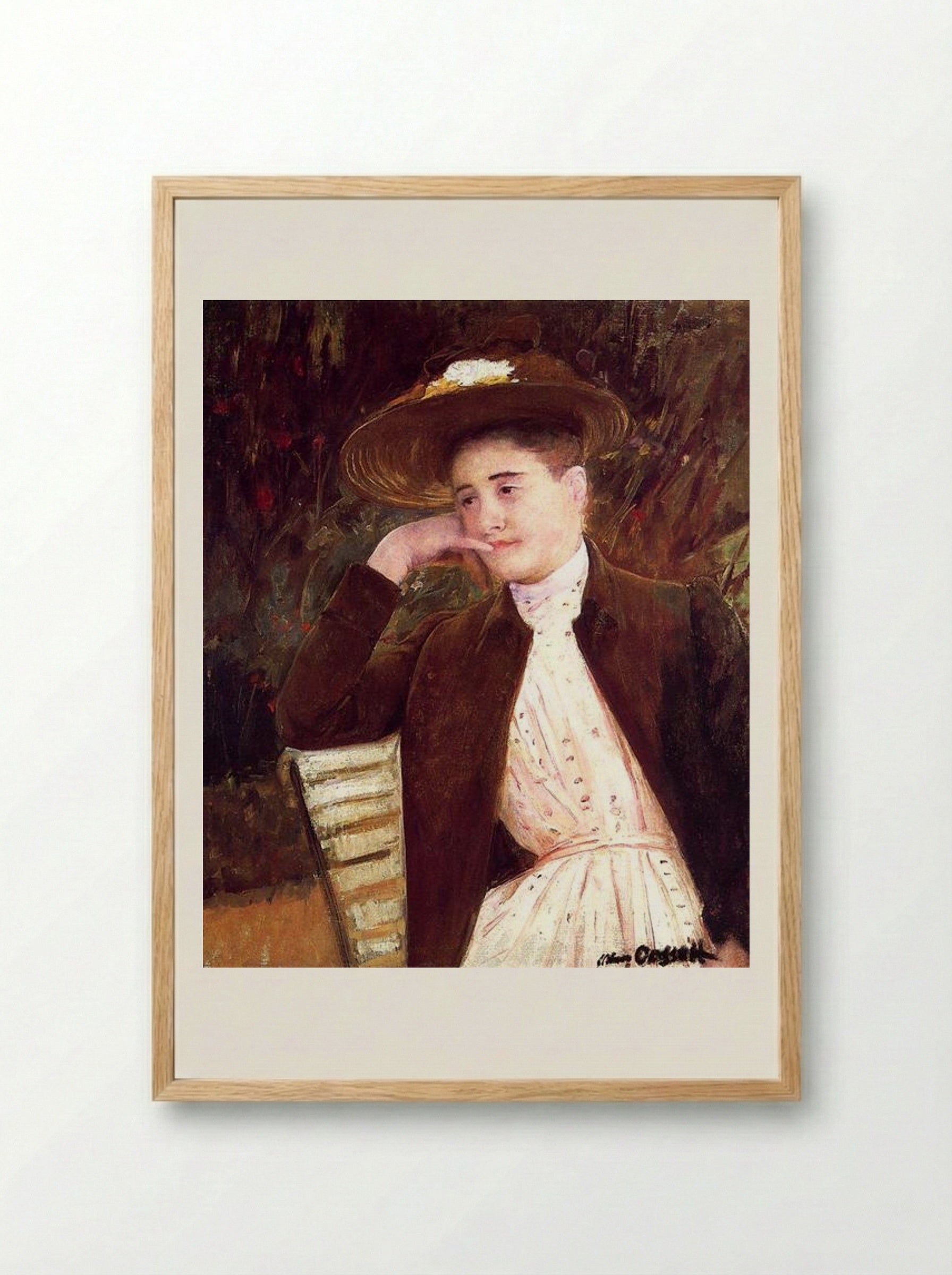 Celeste in a Brown Hat - Mary Cassatt - Framed Print Wood
