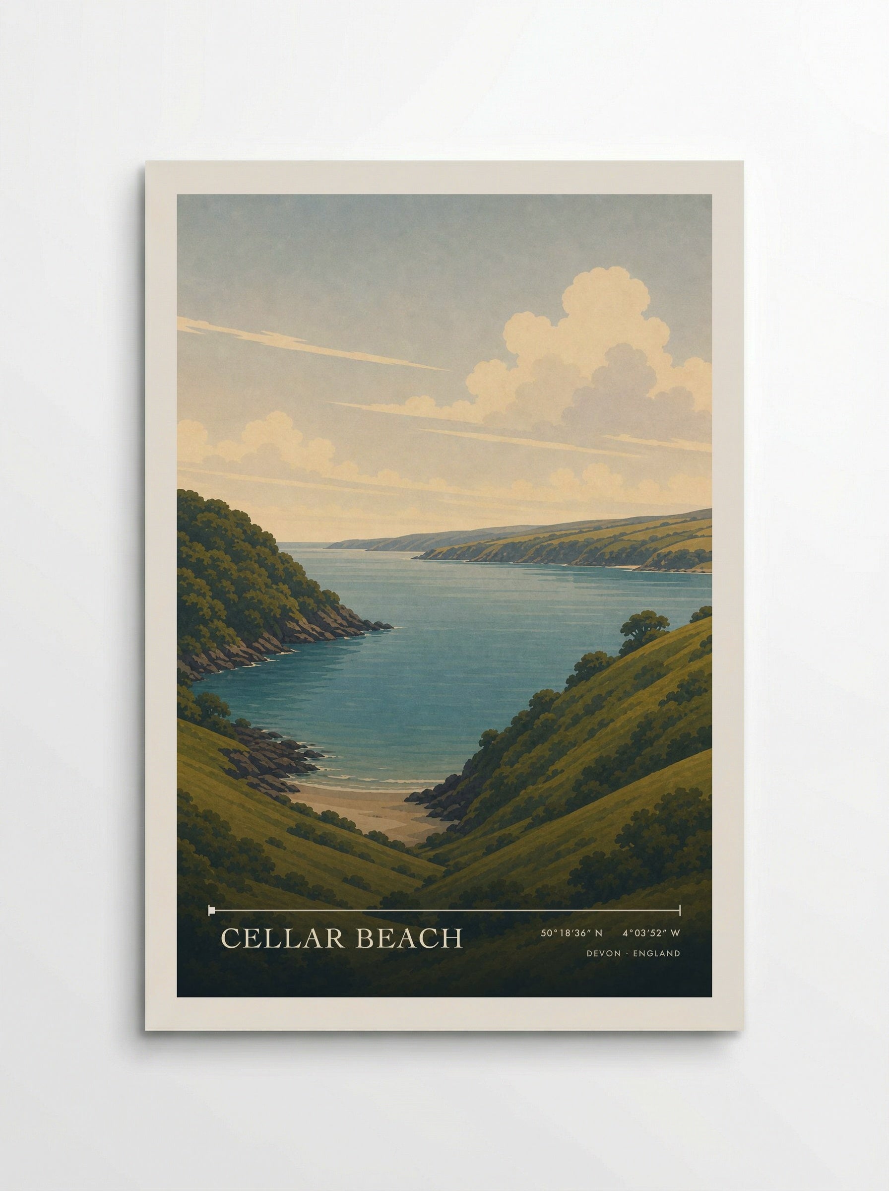 Cellar Beach Devon England Travel Poster - Poster
