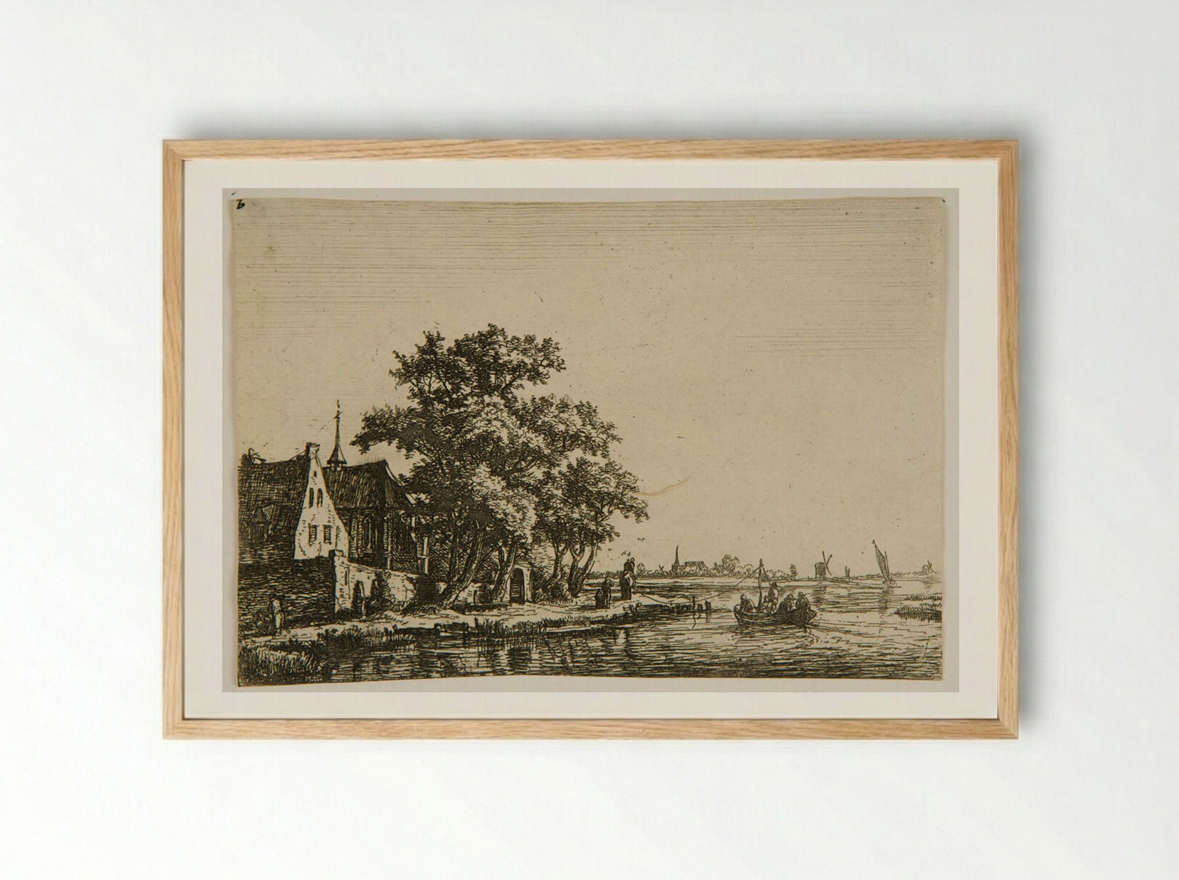 Cemetery at the Edge of the Water - Anthonie Waterloo - Framed Print Wood