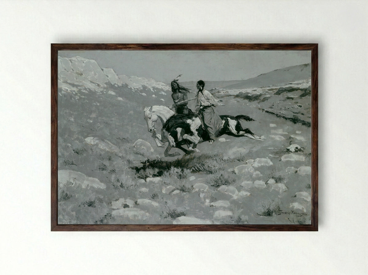 Ceremony of the Fastest Horse - Frederic Remington - Framed Print Dark Wood