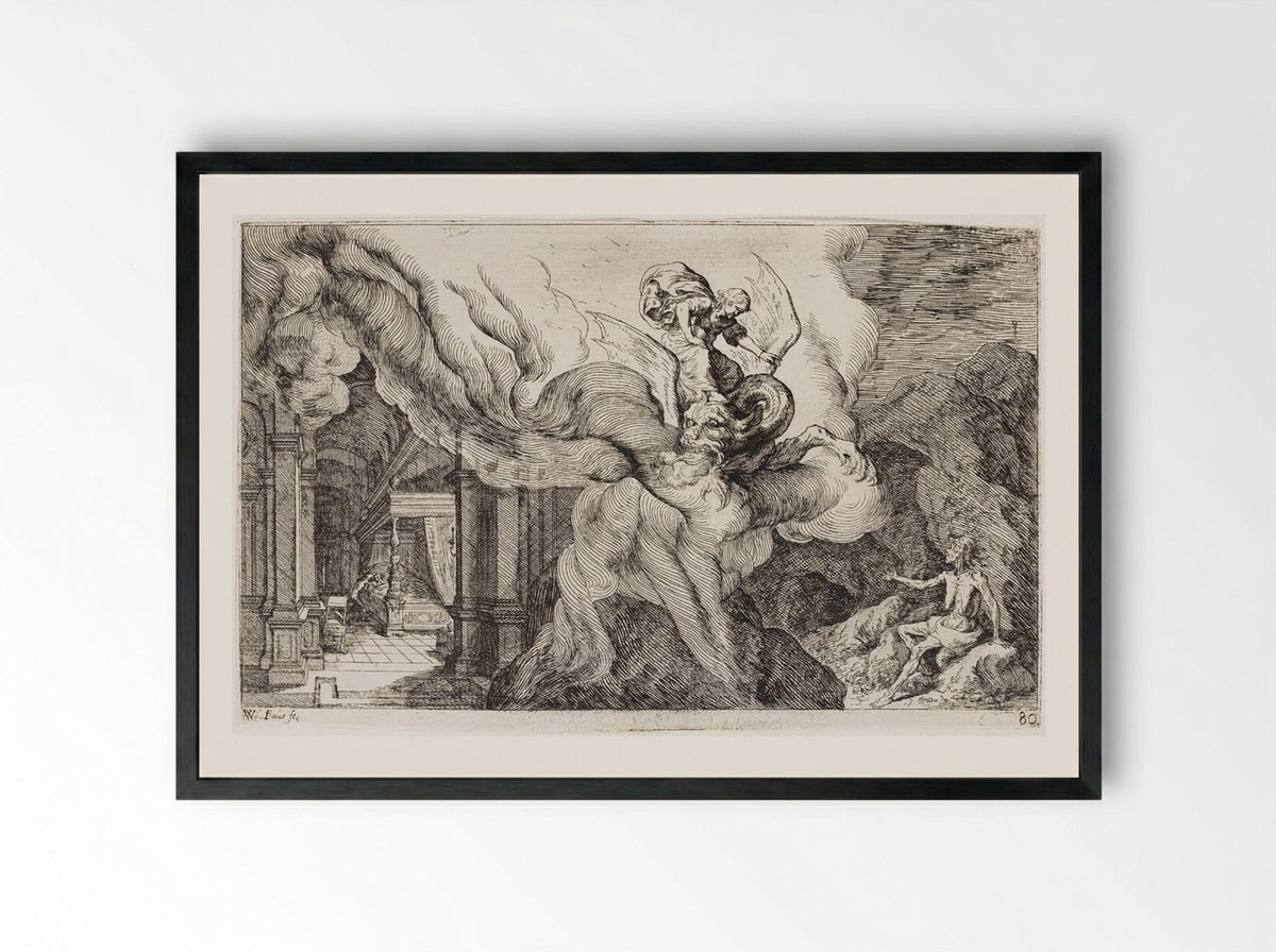 Ceres Sends Hunger to Torture Erysichthon - Johann Wilhelm Baur - Framed Print Black