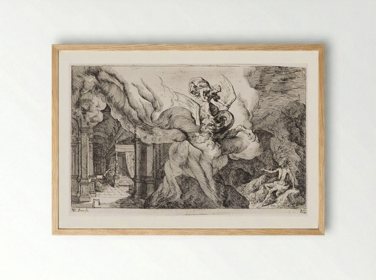 Ceres Sends Hunger to Torture Erysichthon - Johann Wilhelm Baur - Framed Print Wood
