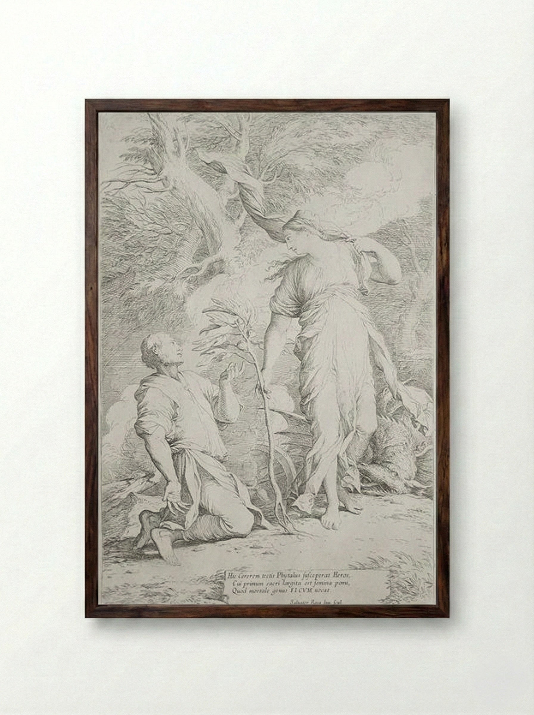 Ceres and Phytalus - Salvator Rosa - Framed Print Dark Wood