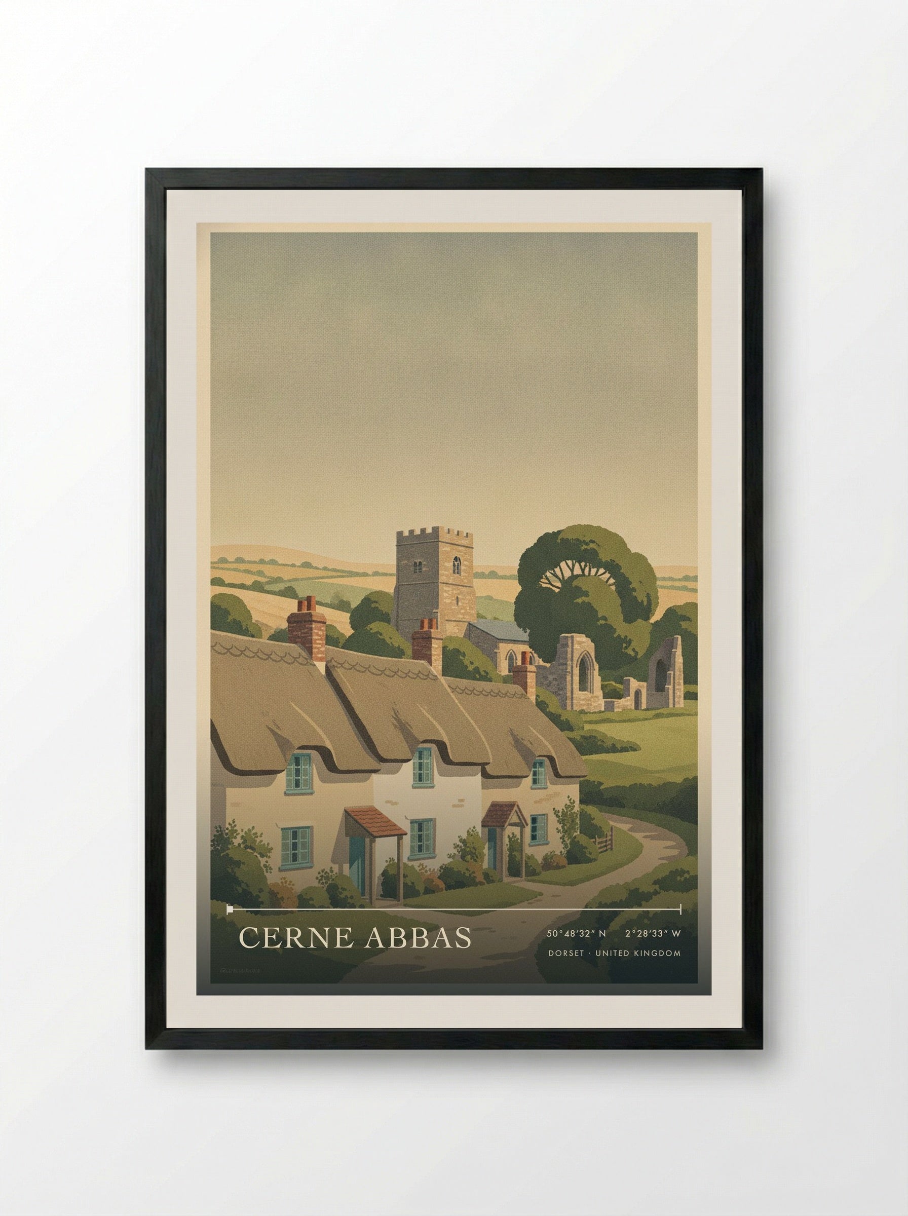 Cerne Abbas Dorset United Kingdom Travel Poster - Framed Print Black