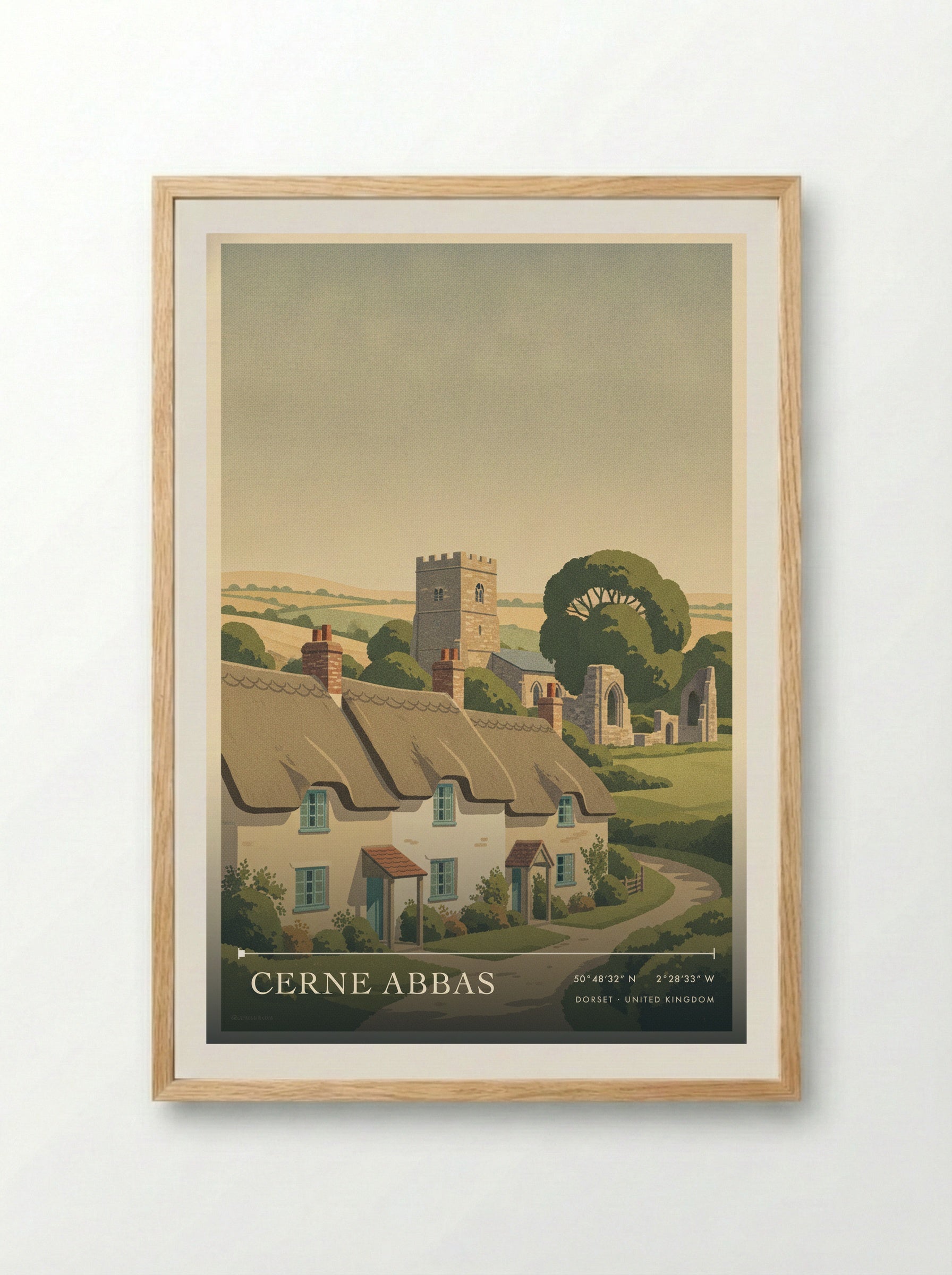 Cerne Abbas Dorset United Kingdom Travel Poster - Framed Print Wood