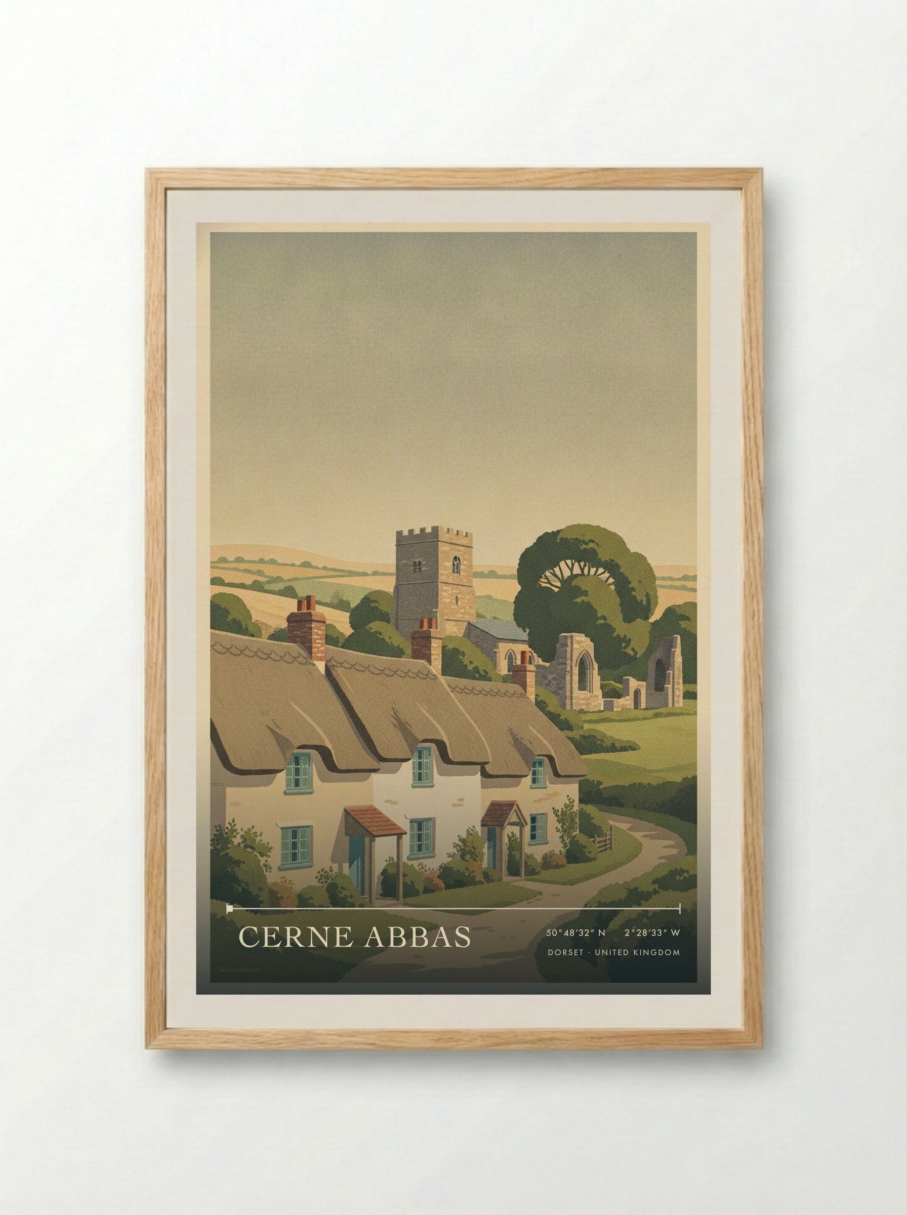 Cerne Abbas Dorset United Kingdom Travel Poster - Framed Print Wood