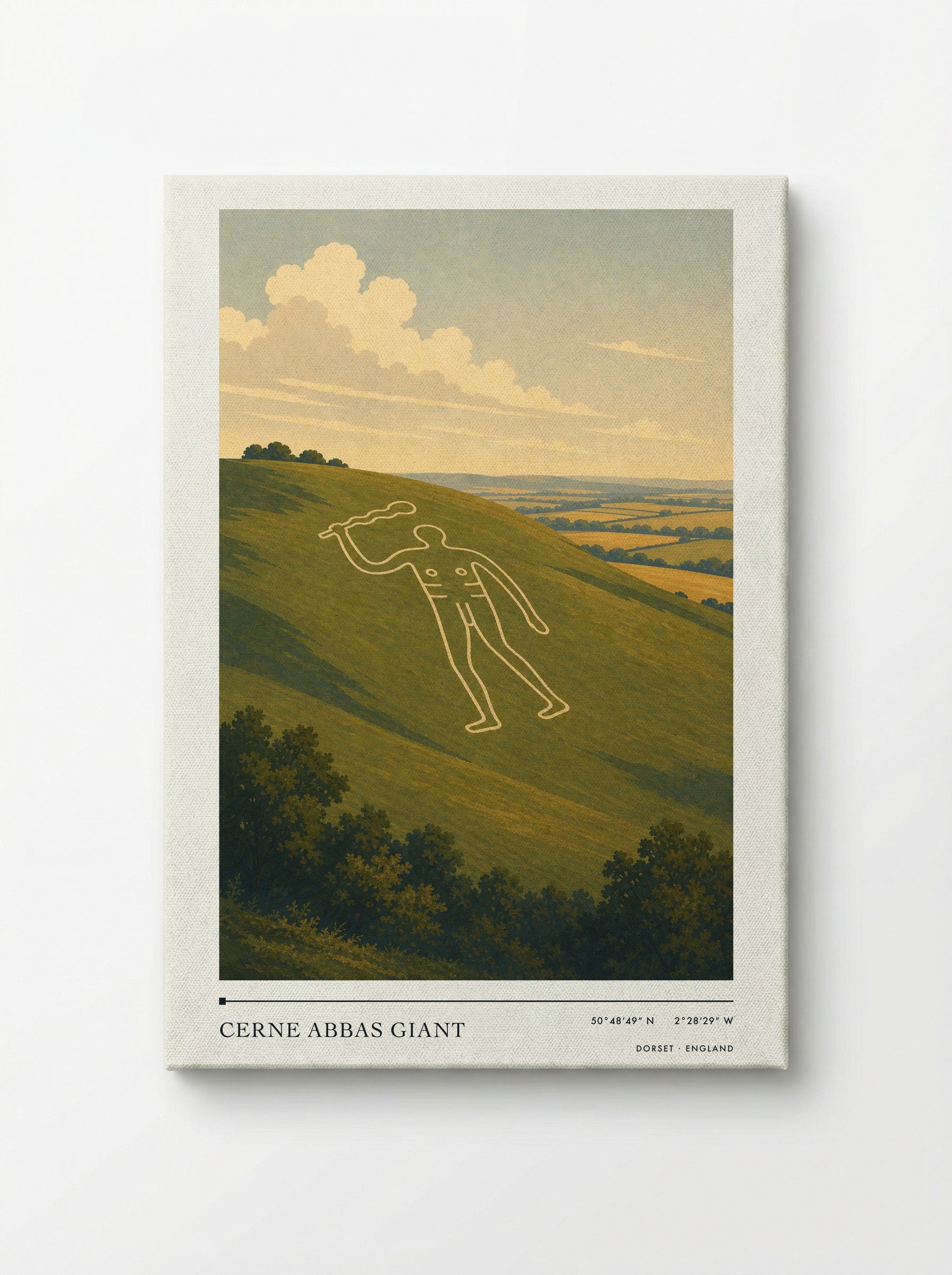 Cerne Abbas Giant Dorset England Travel Poster - Canvas